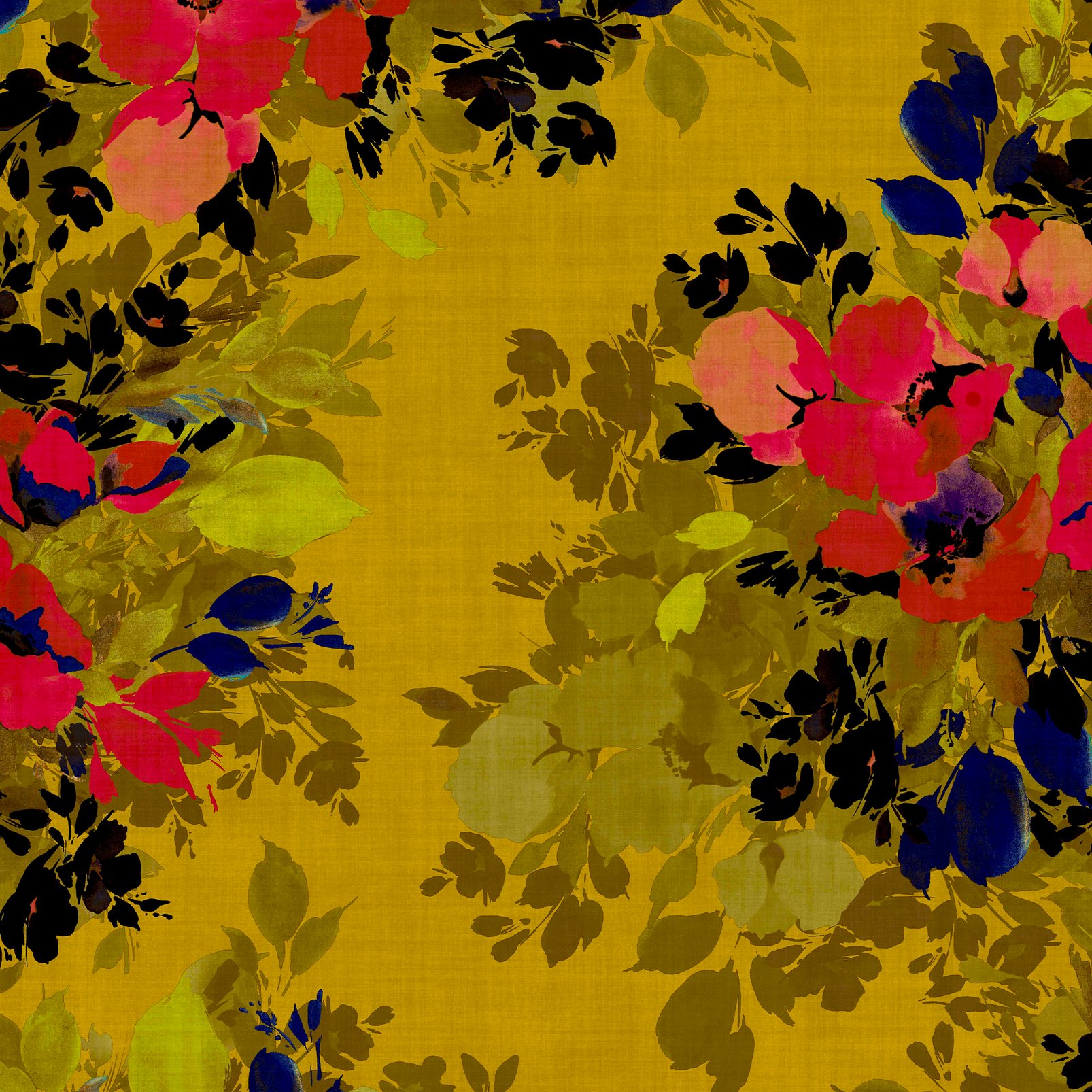 Nicole Miller Botanic Peel & Stick Ochre Wallpaper Nicole Miller Botanic Peel & Stick Ochre Wallpaper