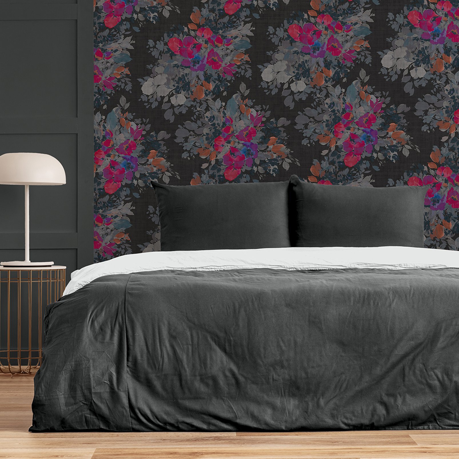 Nicole Miller Botanic Peel & Stick Black Wallpaper - 127465_ROOMSET_BOTANIC BLACK_01.jpg