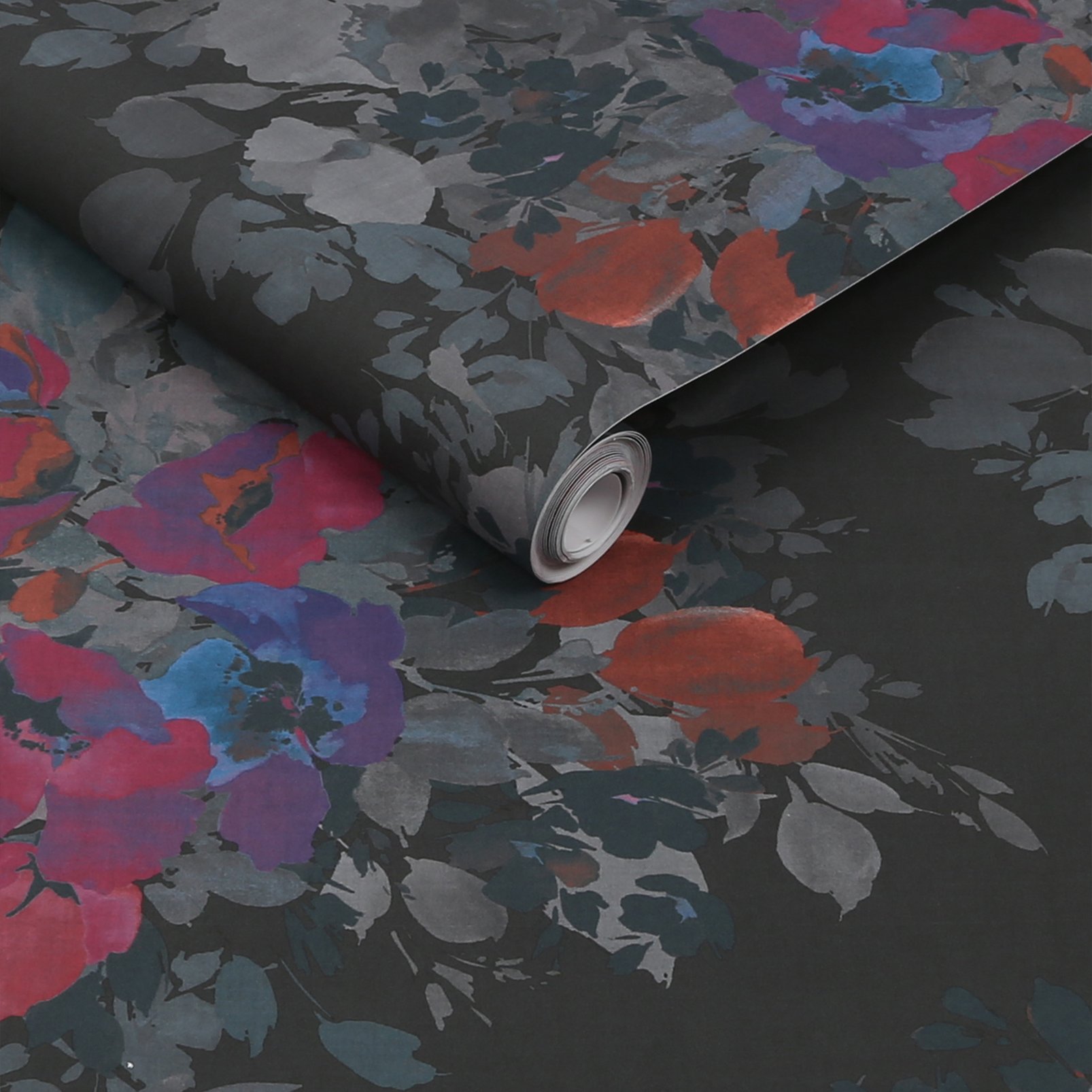 Nicole Miller Botanic Peel & Stick Black Wallpaper - 127465_ROLLSHOT_BOTANIC BLACK_01.jpg