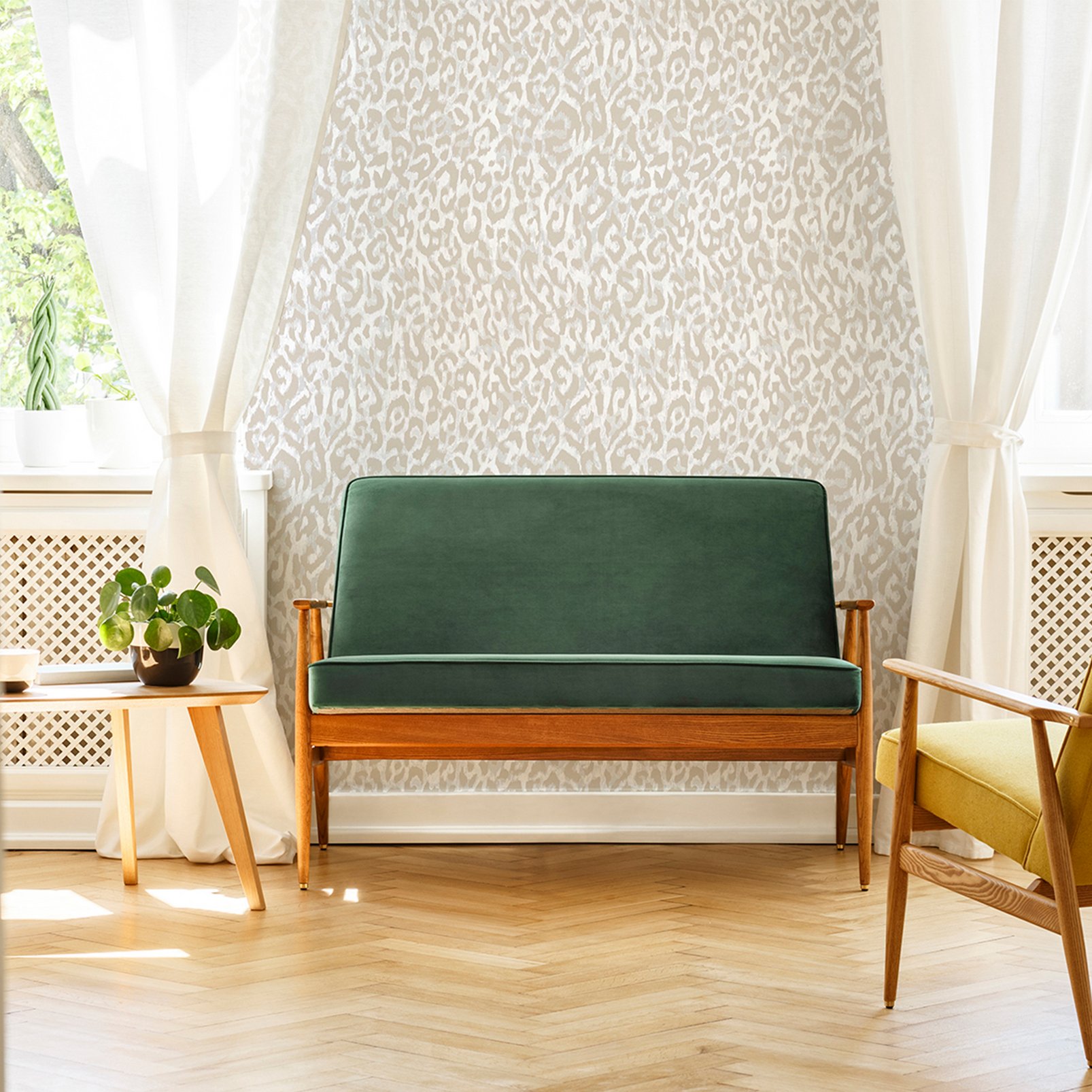 Nicole Miller Laid Back Leopard Peel & Stick Twine Wallpaper Nicole Miller Laid Back Leopard Peel & Stick Twine Wallpaper