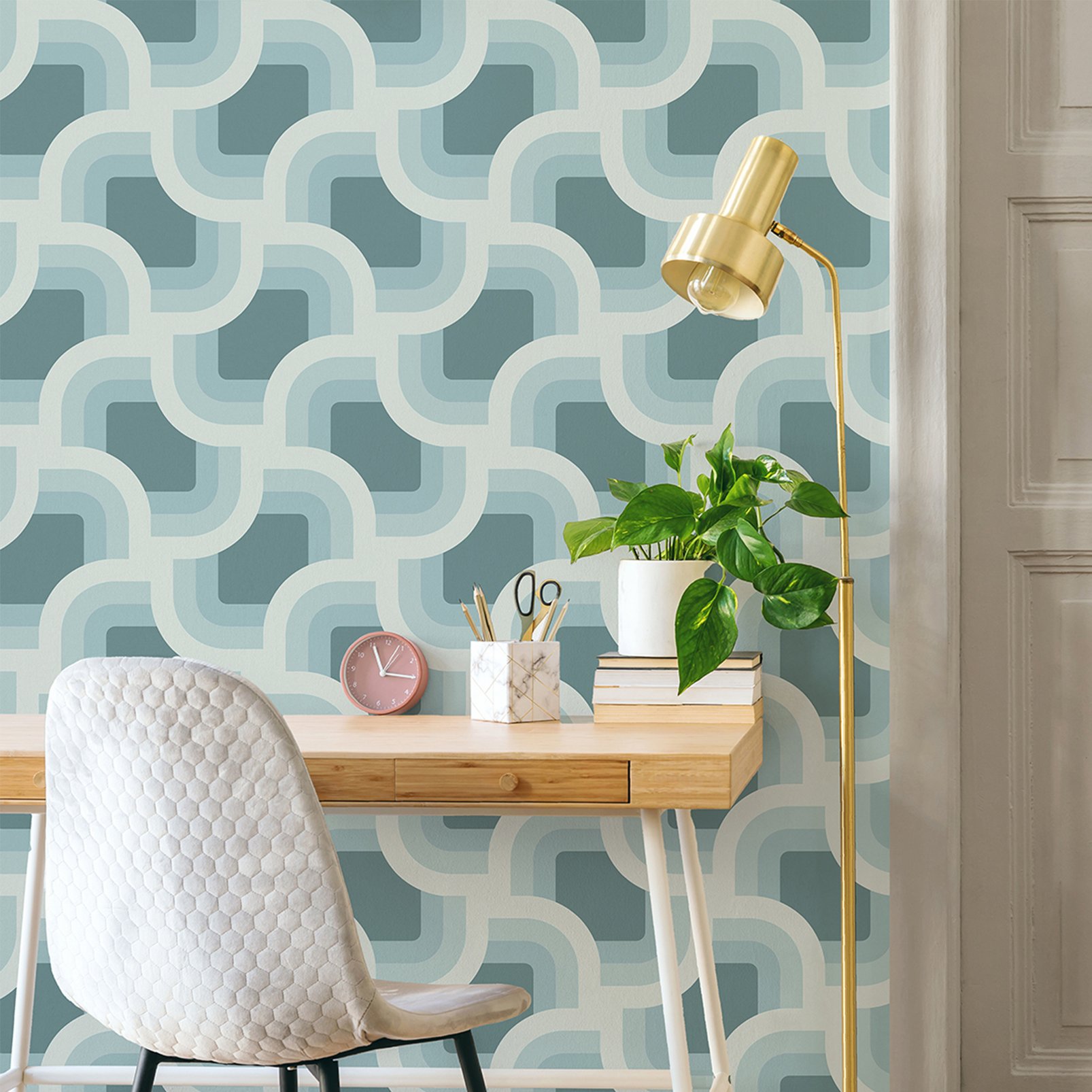 Nicole Miller Retro Geo Peel & Stick Spa Wallpaper Nicole Miller Retro Geo Peel & Stick Spa Wallpaper