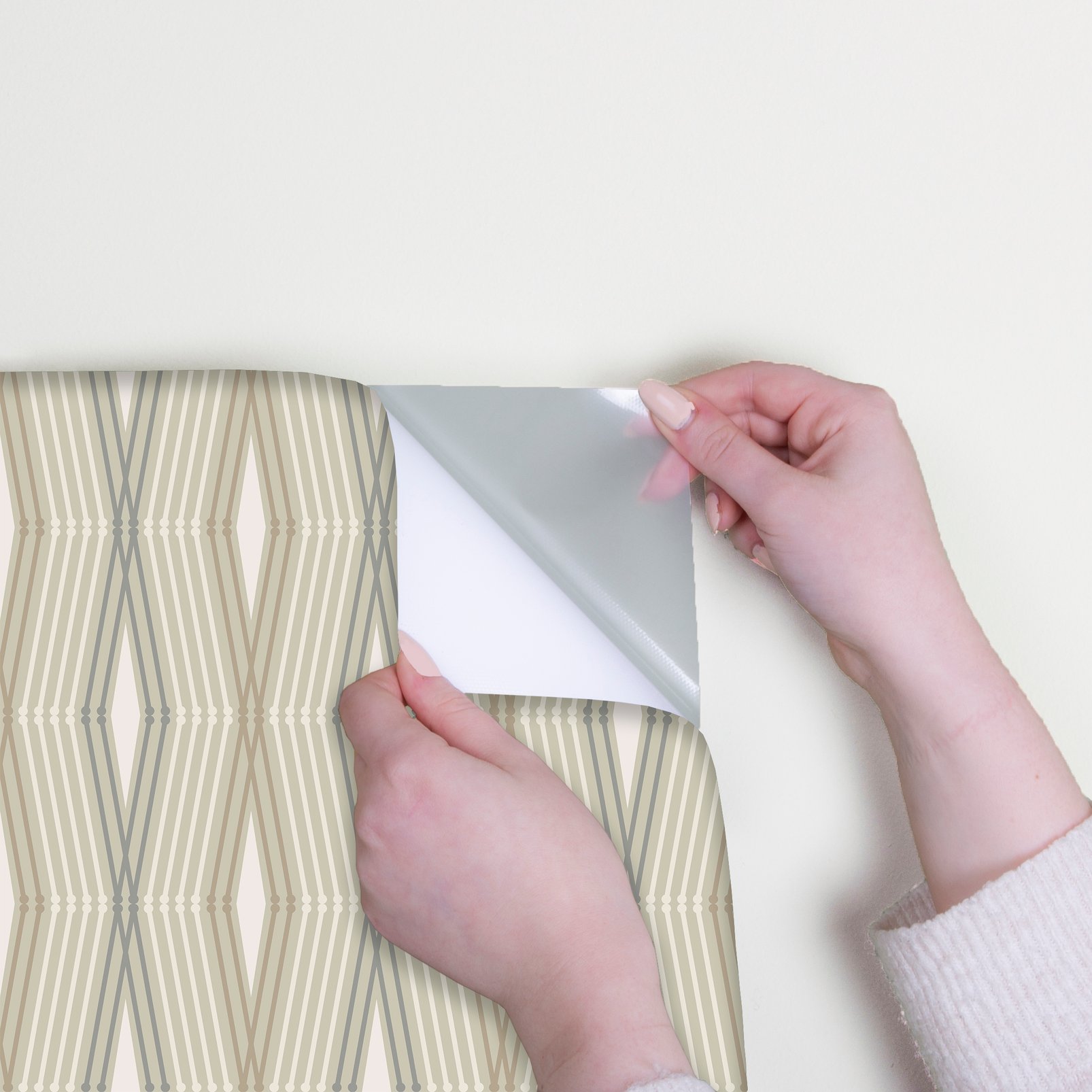 Nicole Miller Hard Edge Ogee Peel & Stick Twine Wallpaper Nicole Miller Hard Edge Ogee Peel & Stick Twine Wallpaper