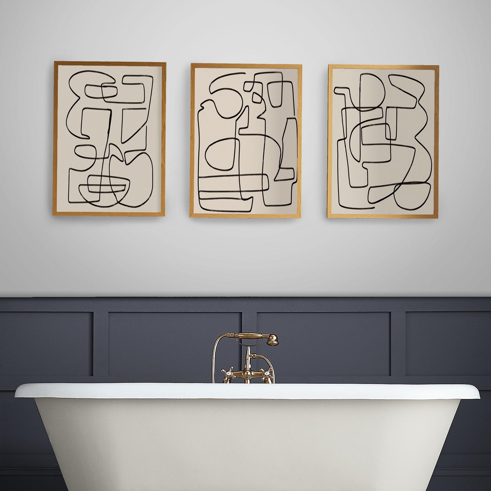 Abstract Line I Black and White Wall Art