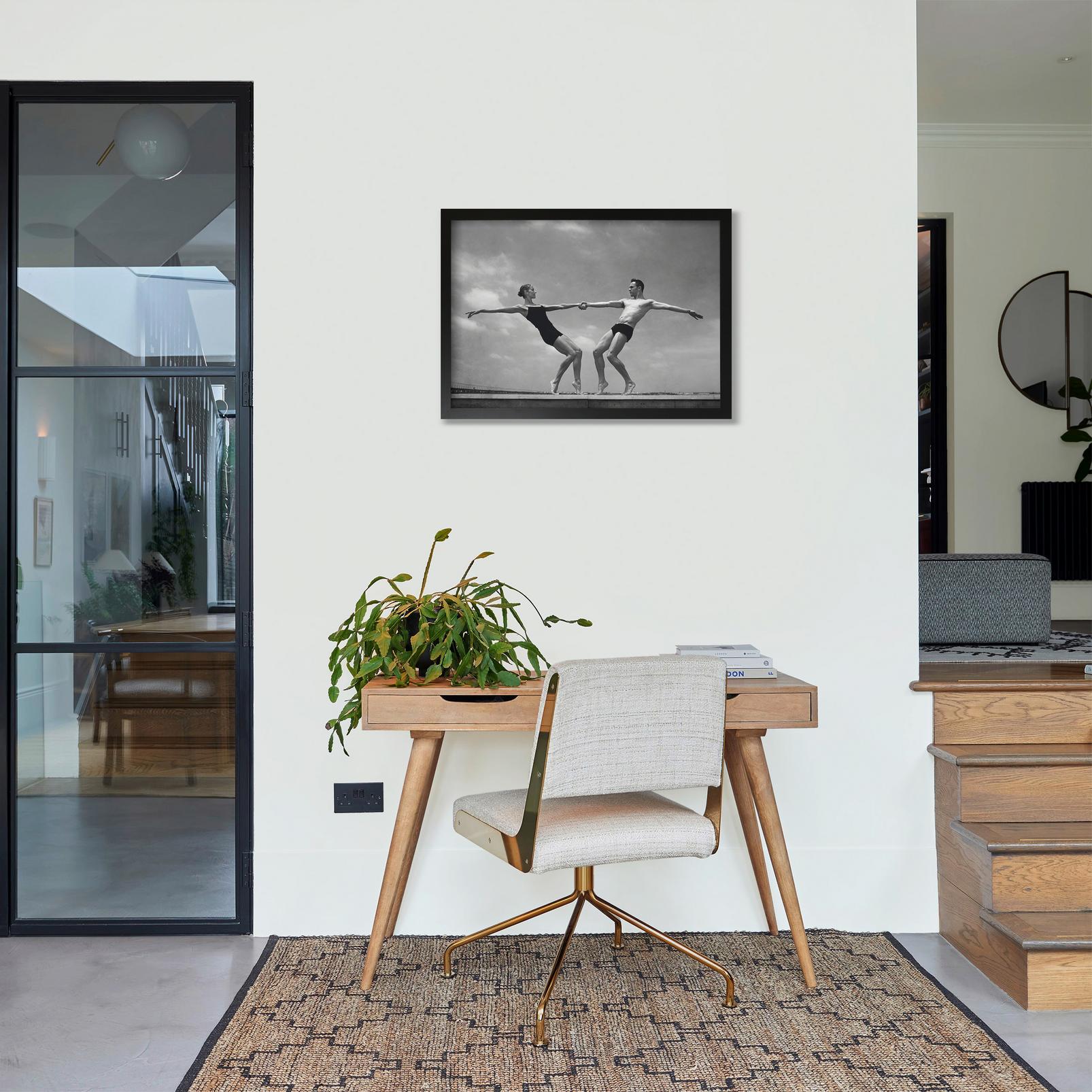 Dancers by the Beach Black and White Wall Art