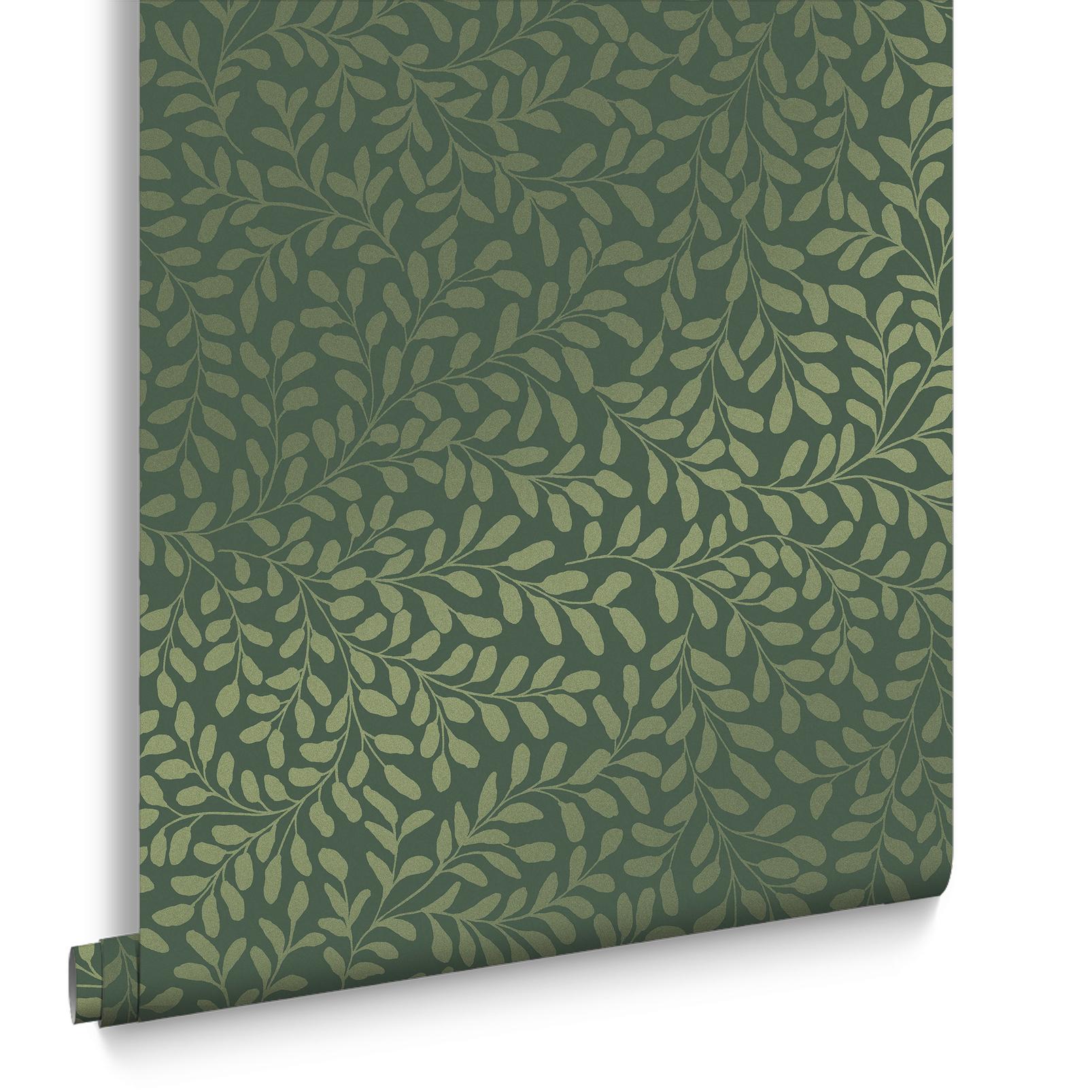 Gilded Leaf Olive Wallpaper