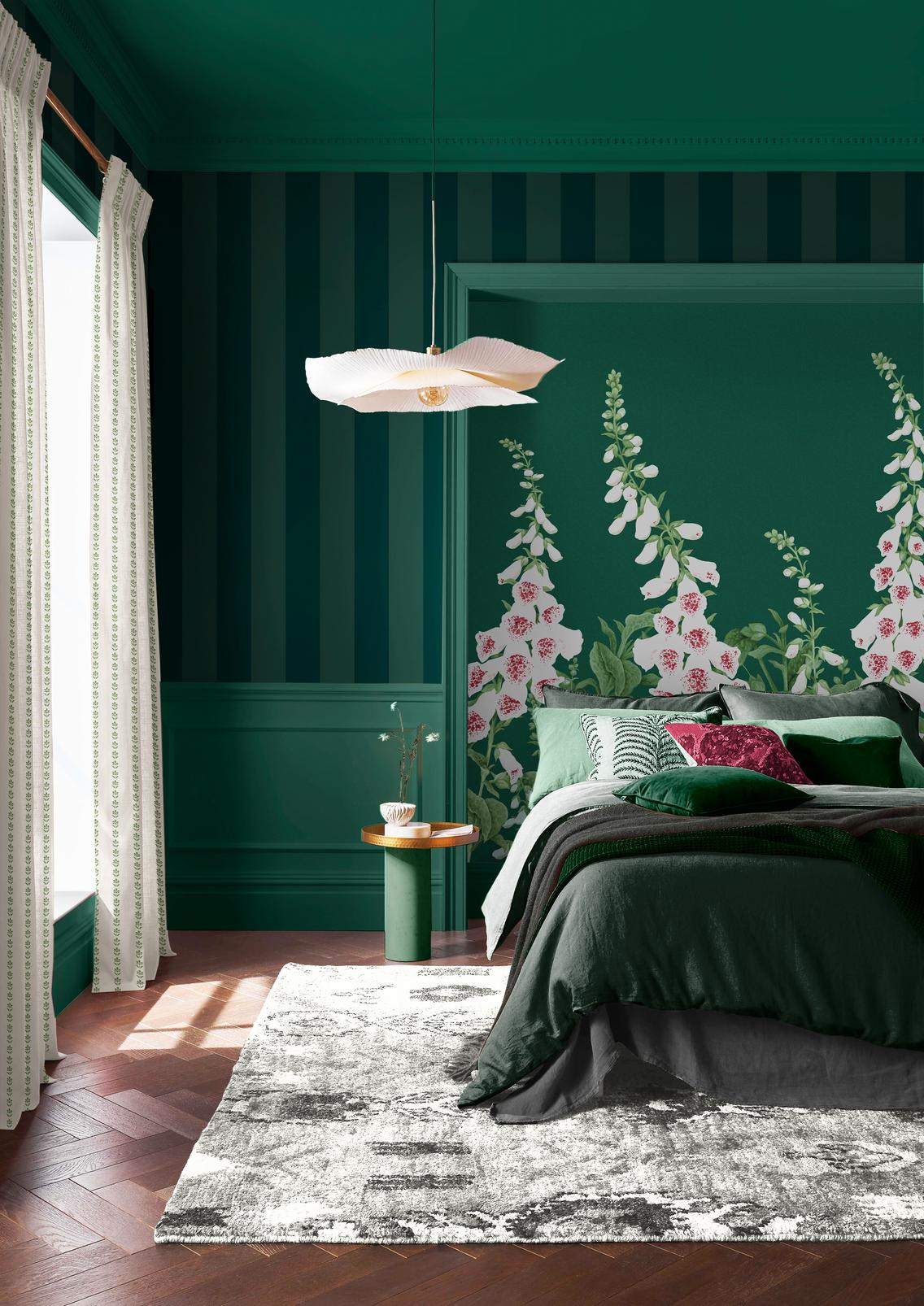 Quartet Stripe Emerald Wallpaper