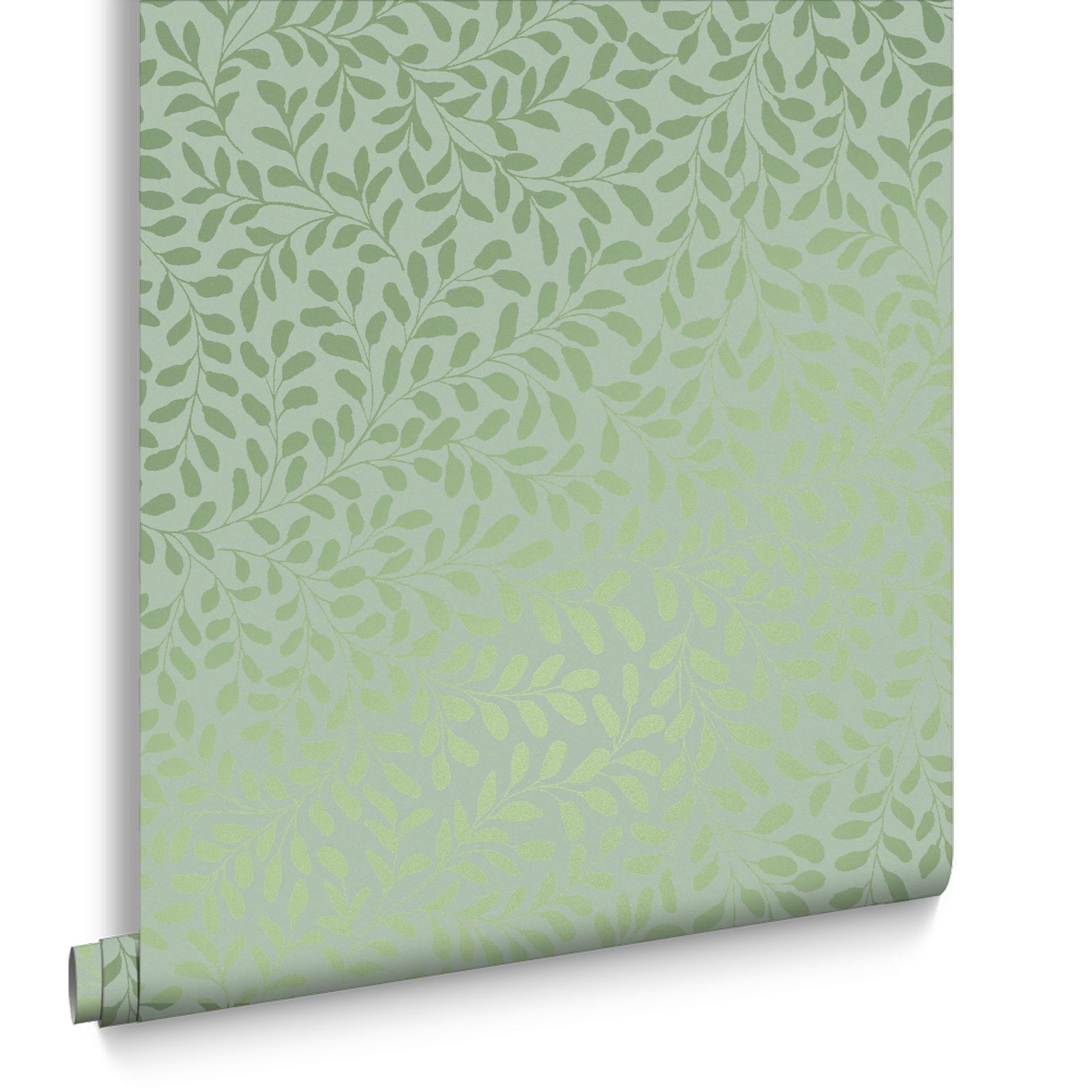 Gilded Leaf Sky Sage & Pale Gold Wallpaper