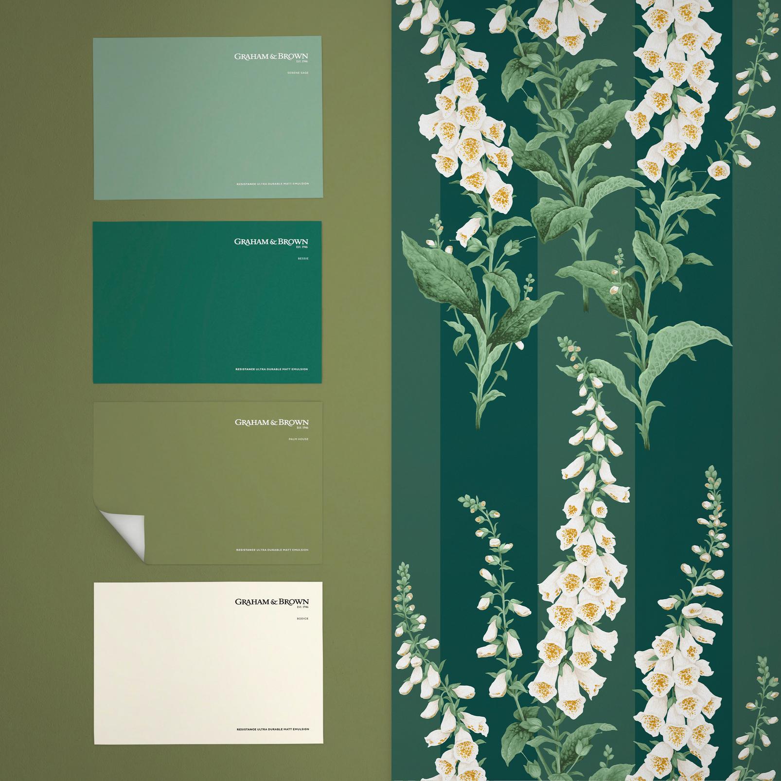 Foxglove Stripe Teal Wallpaper