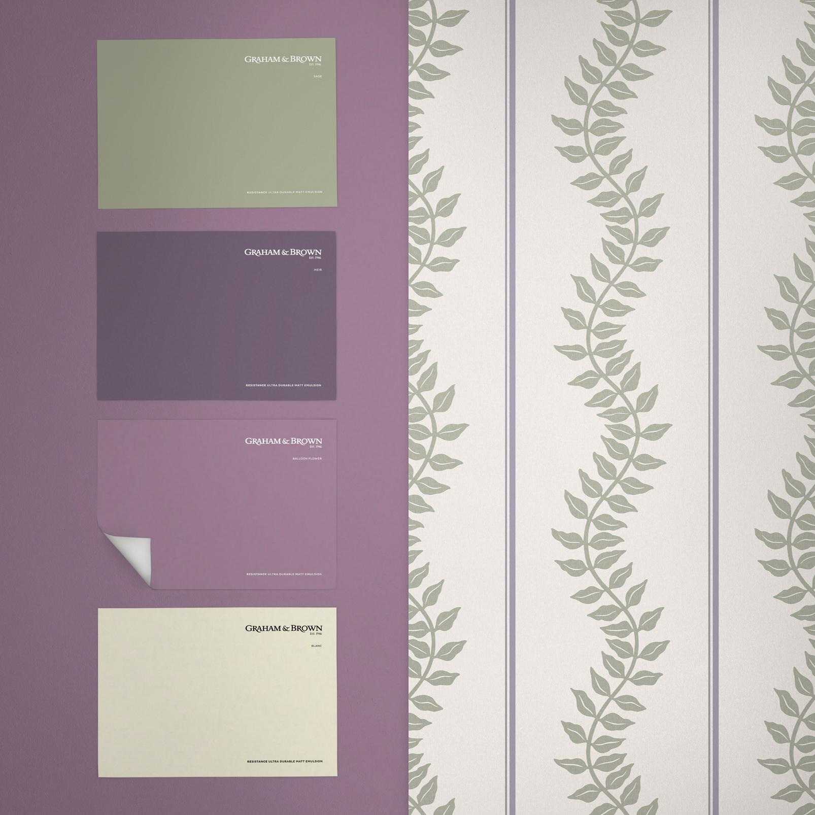 Laurel Leaf Stripe Mauve & Sage Wallpaper