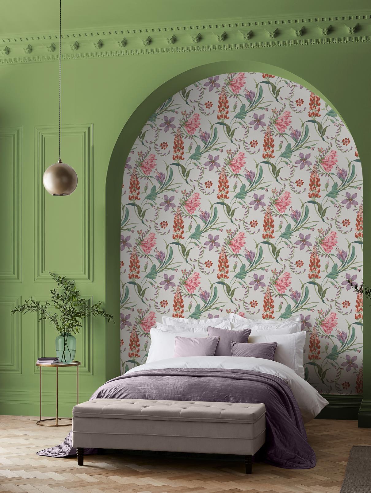 Botanists Scroll Pink Wallpaper