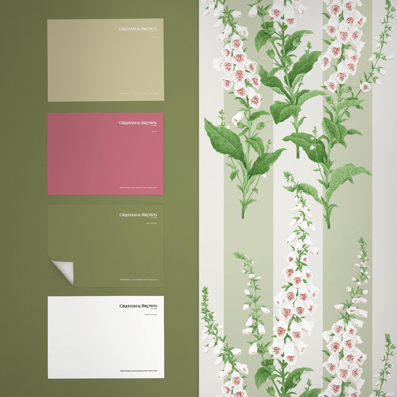 Floxglove Stripe Sage Wallpaper