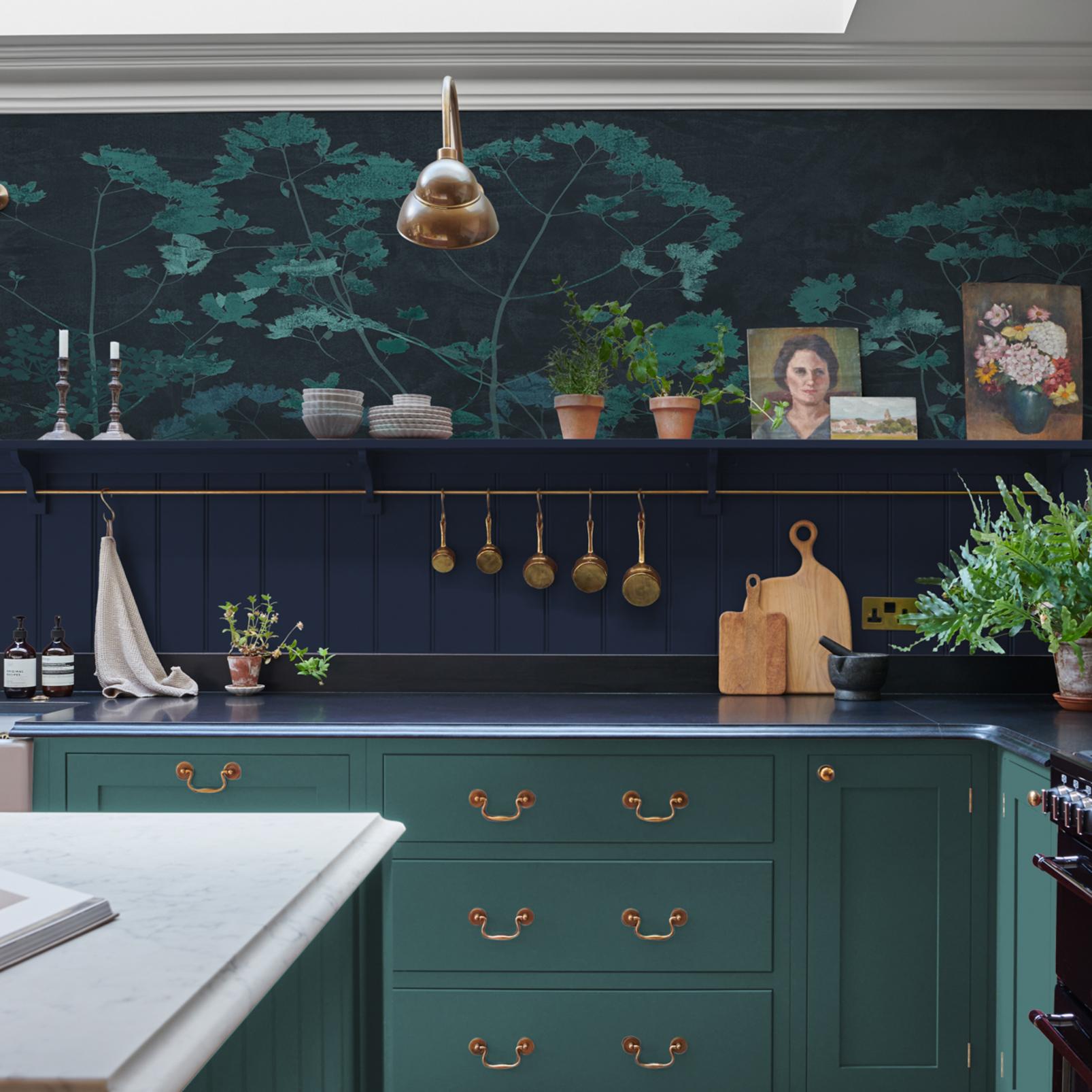Flower Press Teal Bespoke Mural