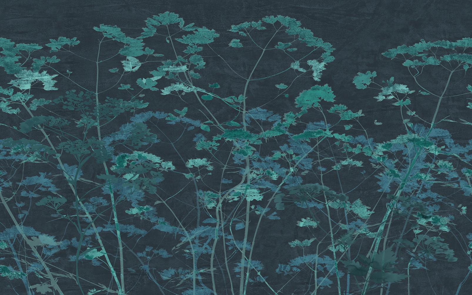 Flower Press Teal Bespoke Mural