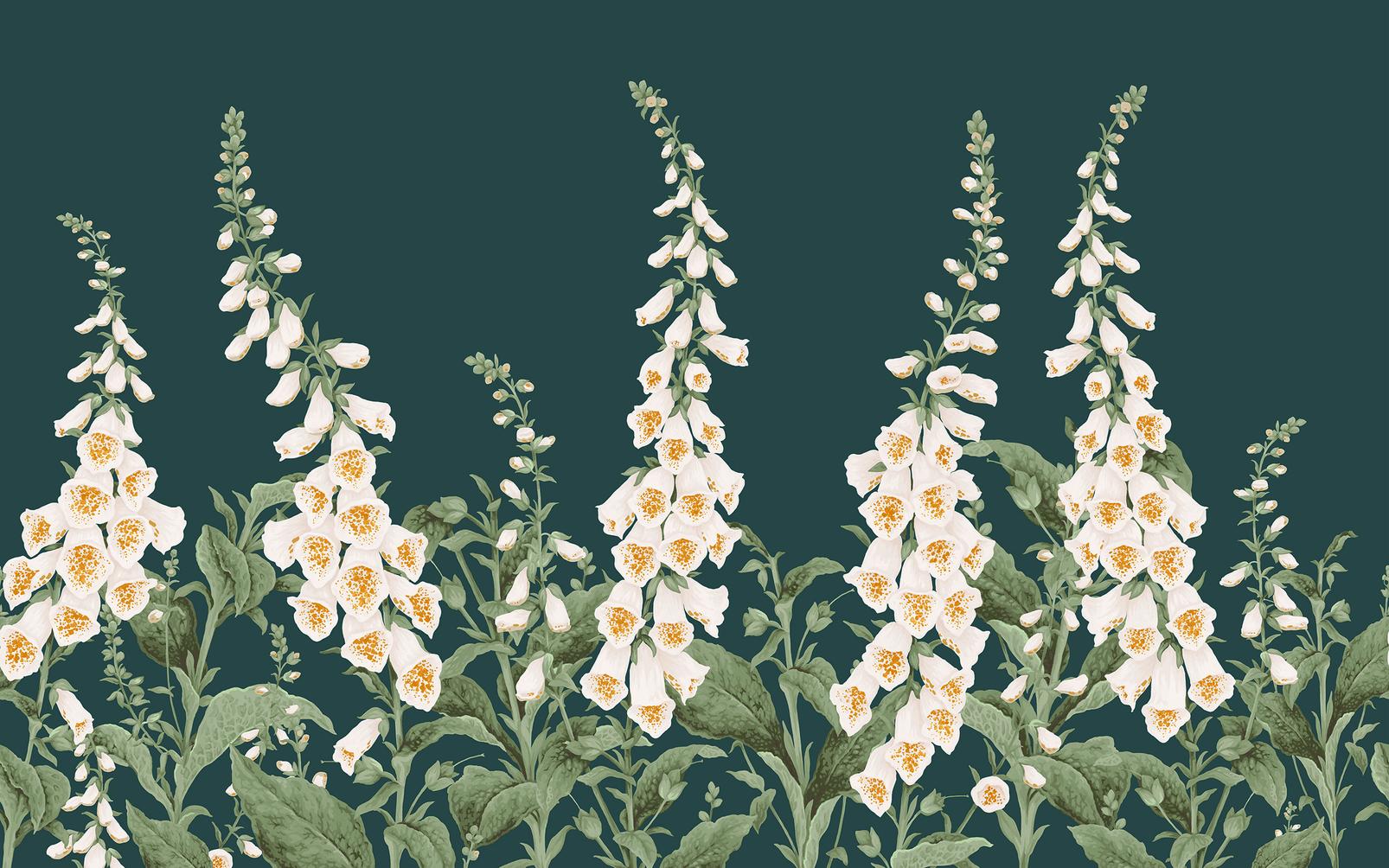 Foxglove Teal Bespoke Mural