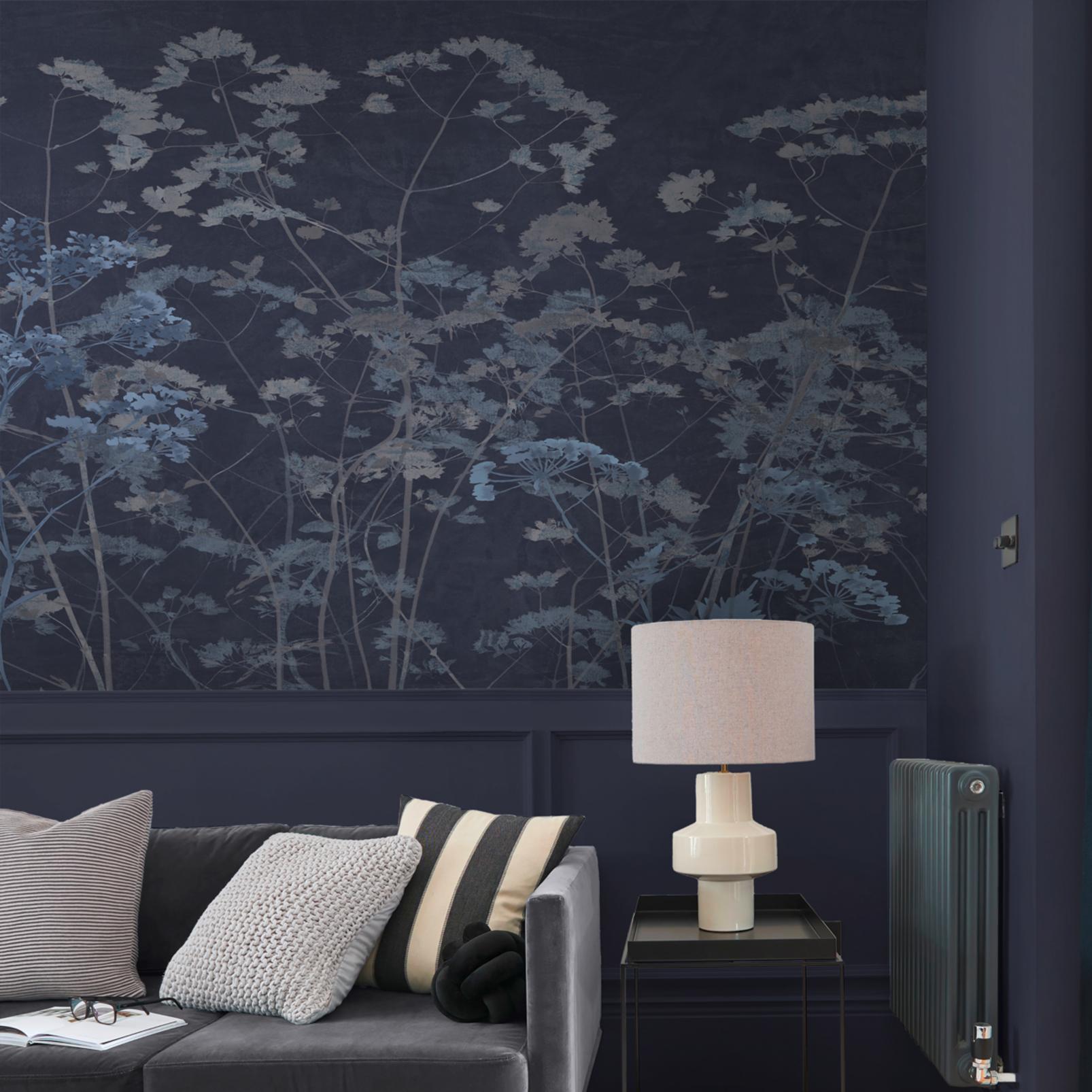 Flower Press Indigo Bespoke Mural