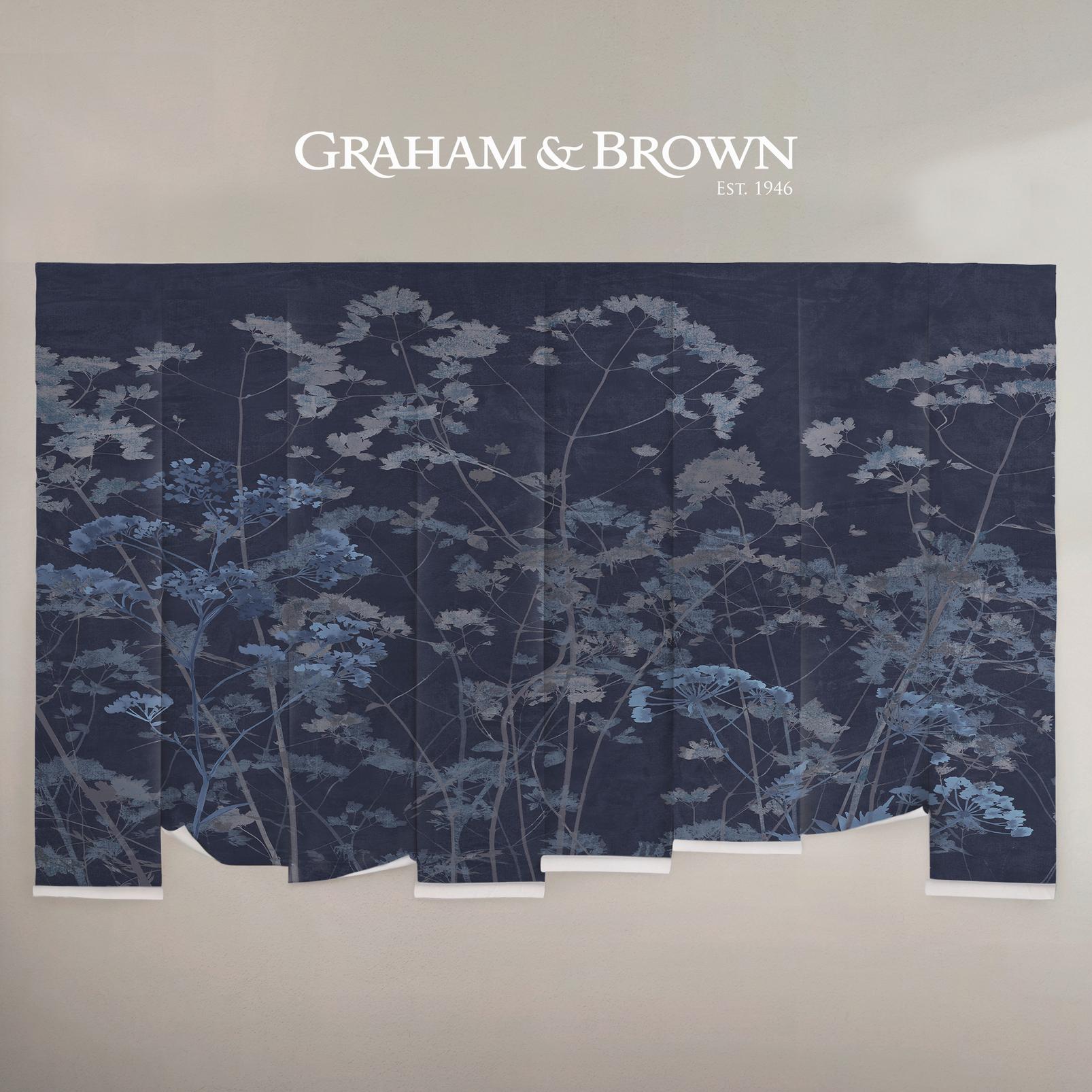 Flower Press Indigo Bespoke Mural