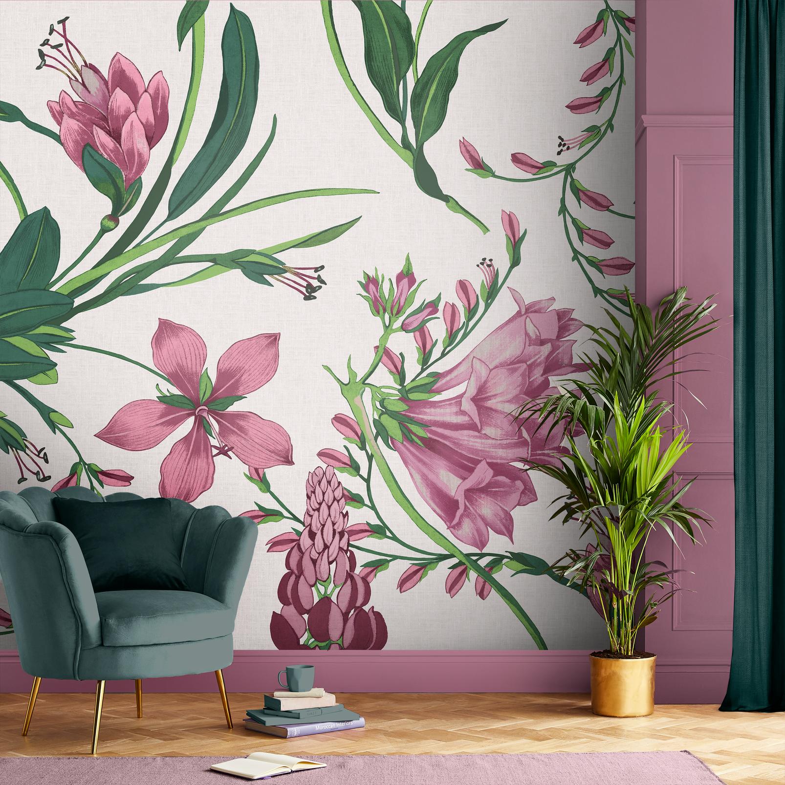 Botanist's Scroll Mauve Bespoke Mural