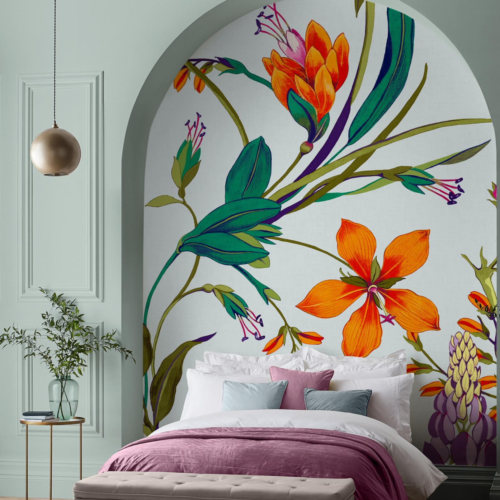 Botanist's Scroll Duck Egg Bespoke Mural