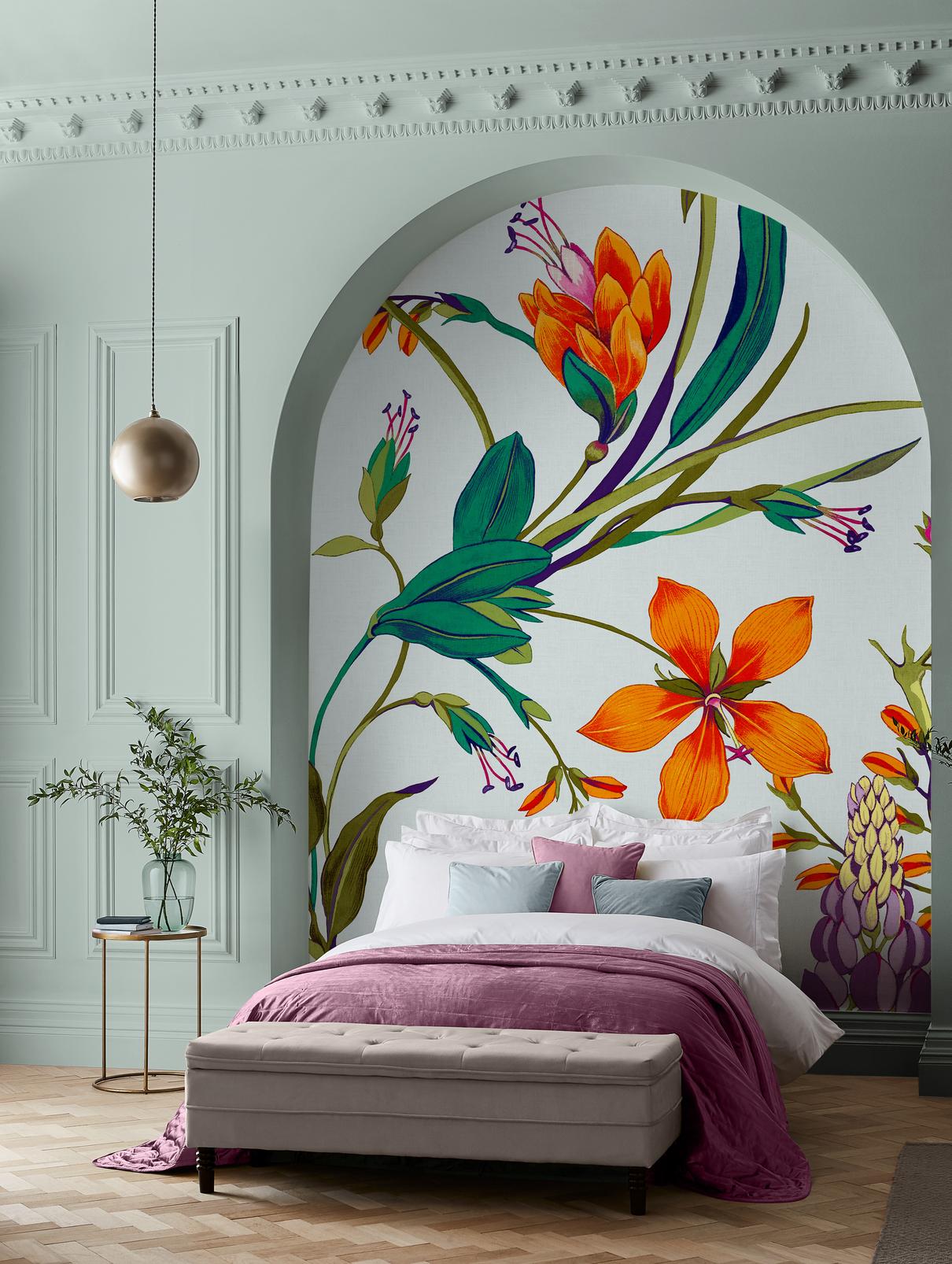 Botanist's Scroll Duck Egg Bespoke Mural