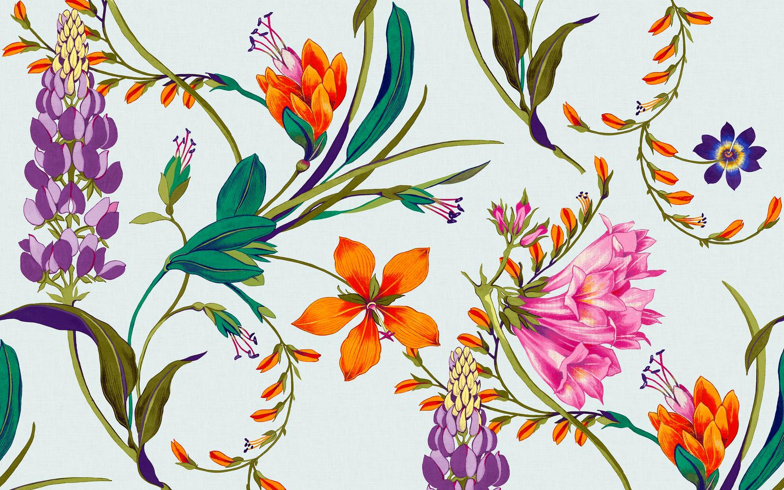 Botanist's Scroll Duck Egg Bespoke Mural