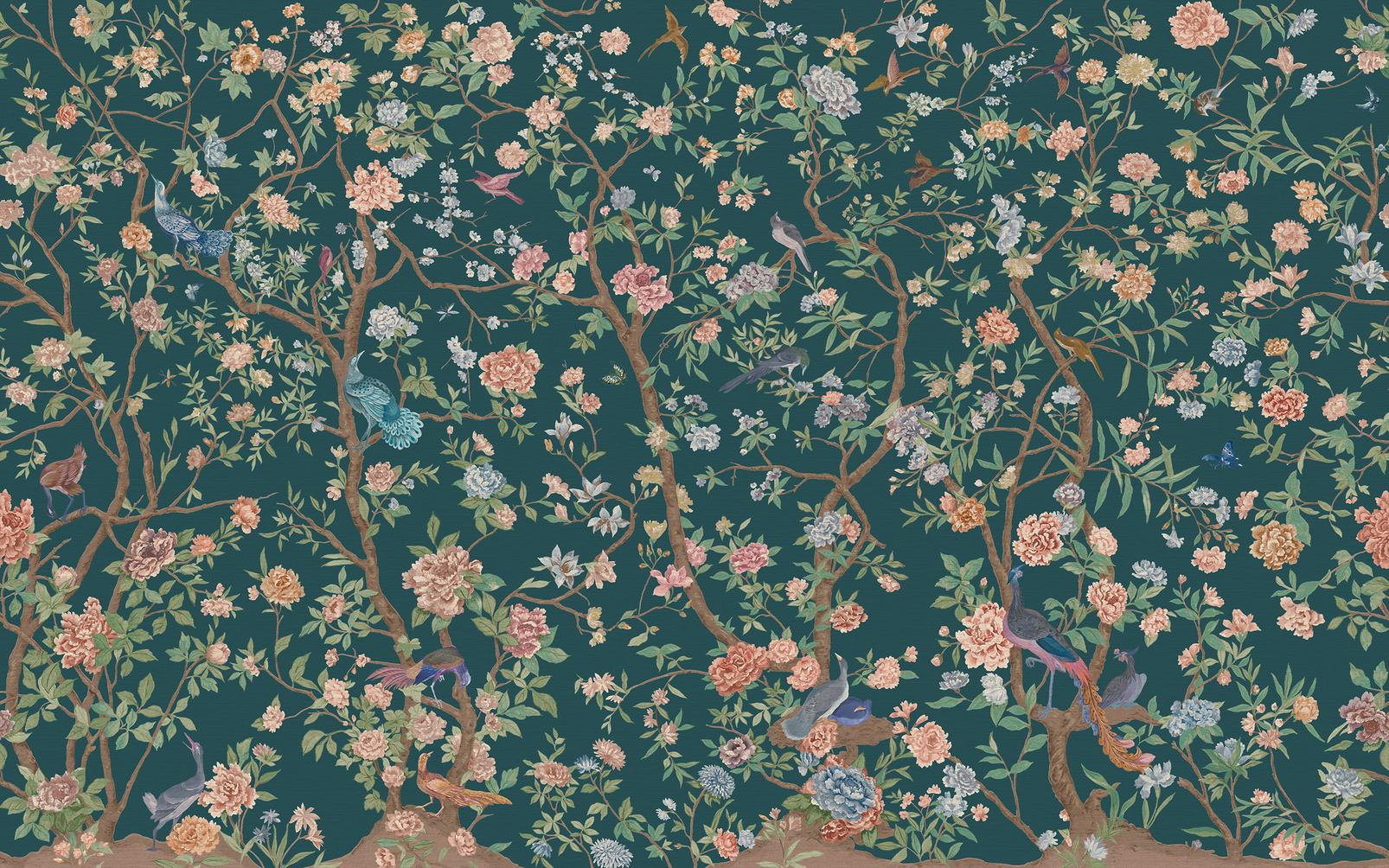 Chinoiserie Teal Bespoke Mural