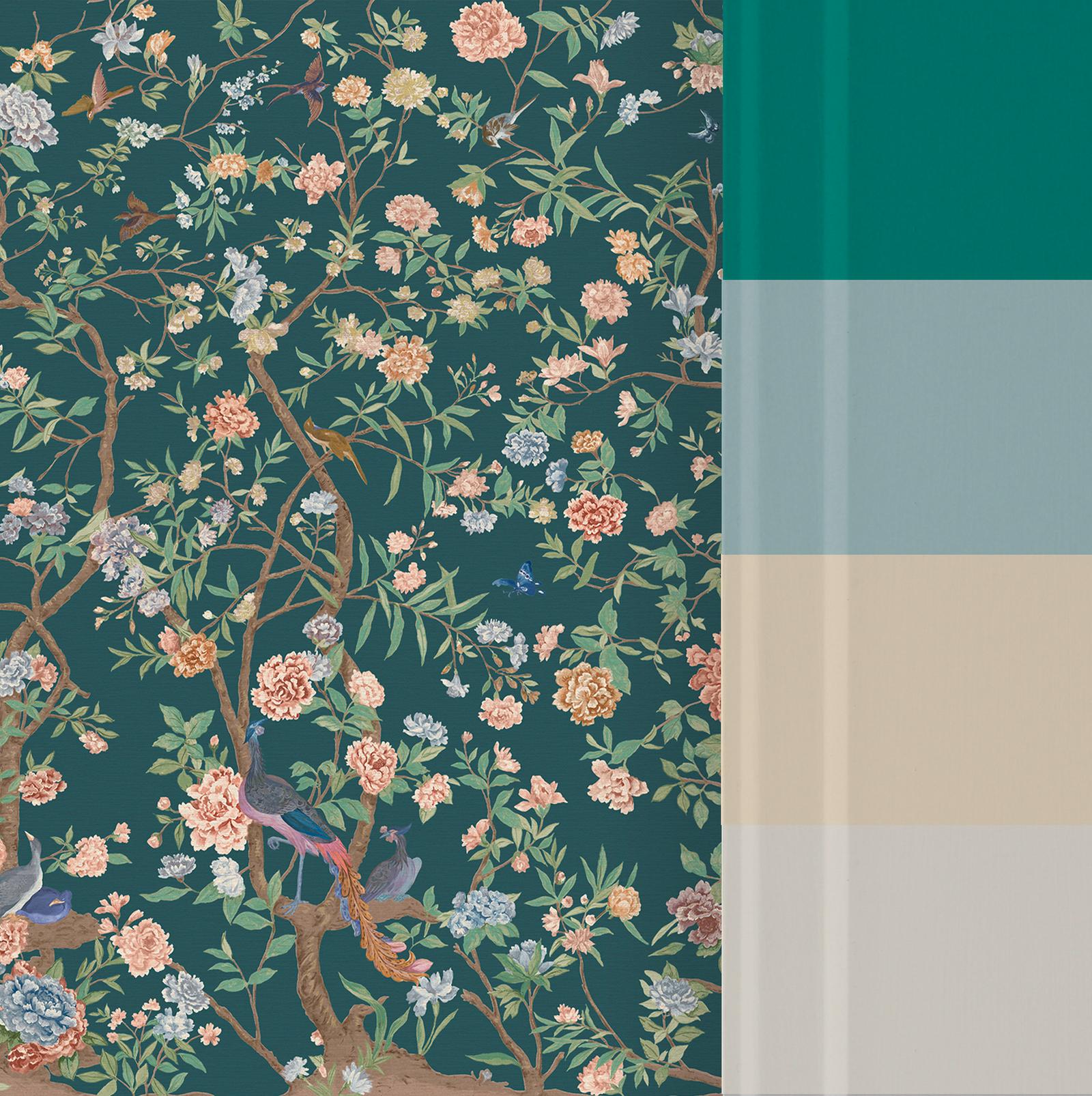 Chinoiserie Teal Bespoke Mural