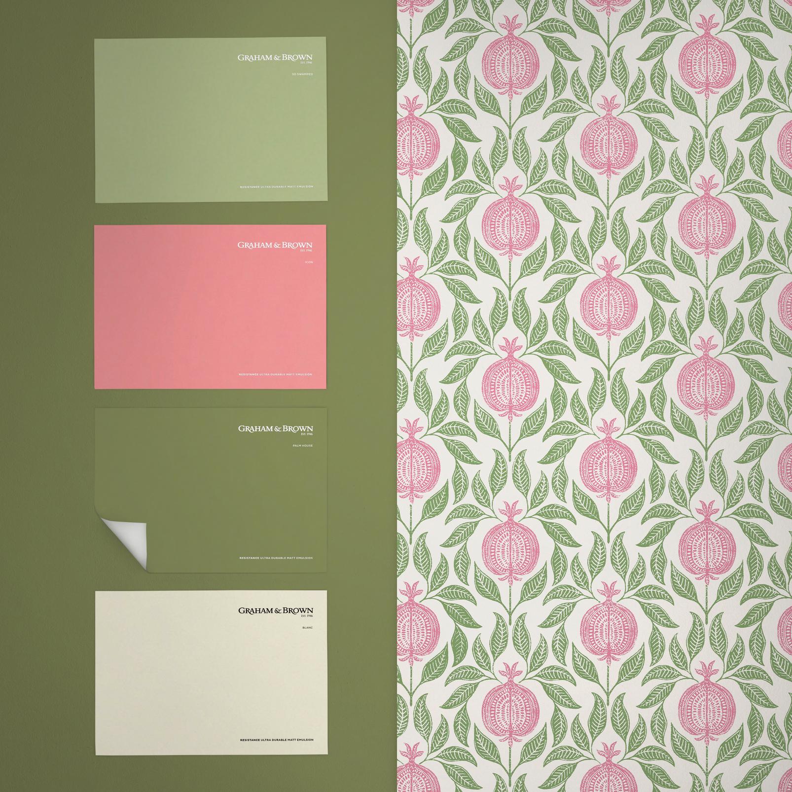 Apple of Grenada Pink & Green Wallpaper