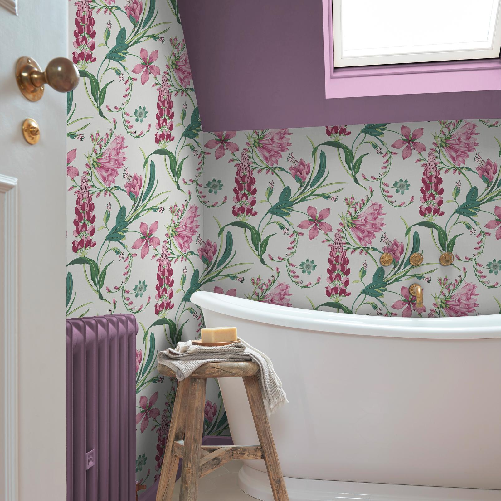 Botanists Scroll Mauve Wallpaper