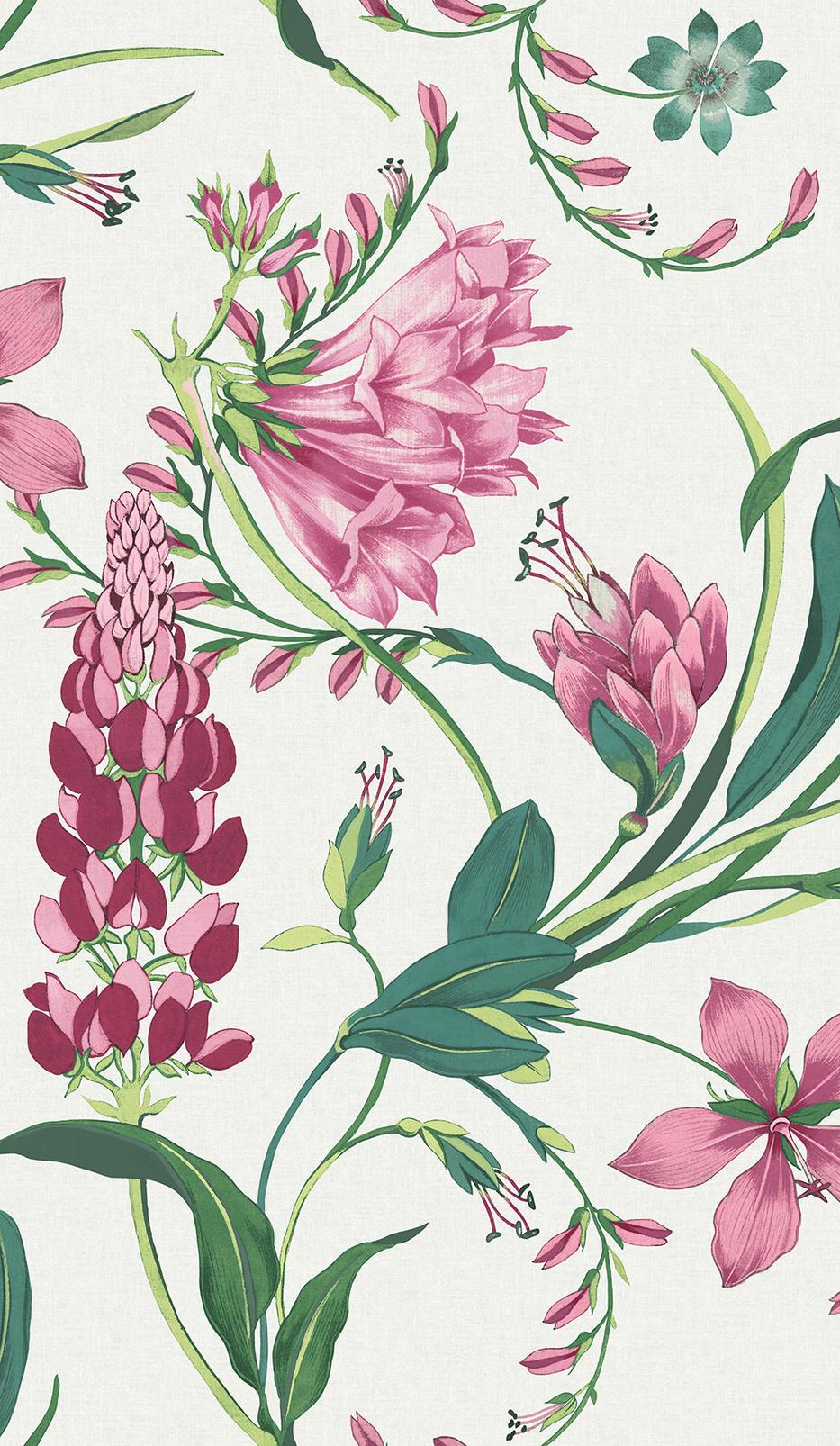 Botanists Scroll Mauve Wallpaper