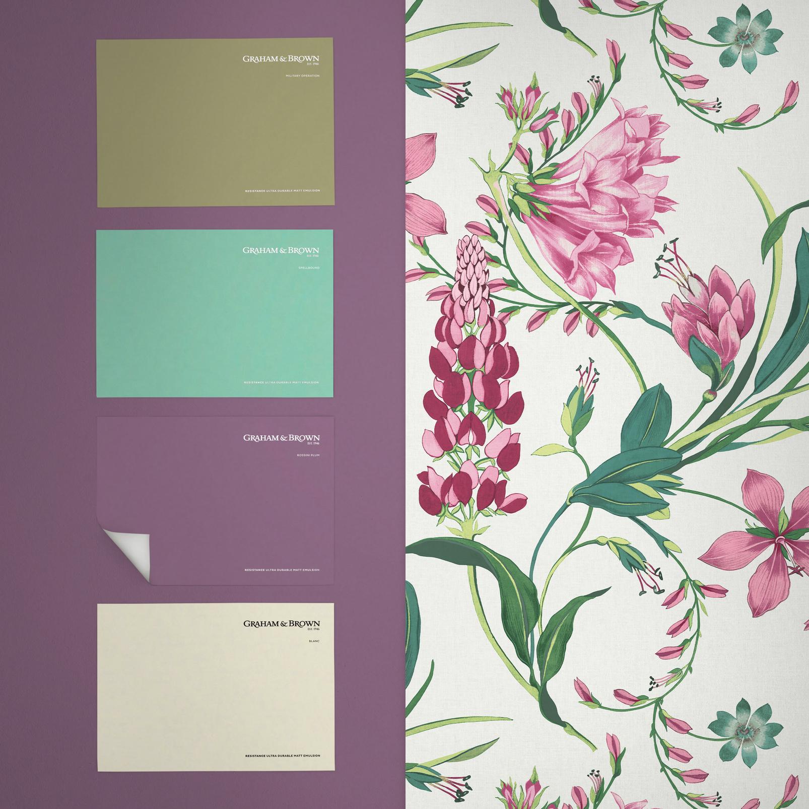 Botanists Scroll Mauve Wallpaper