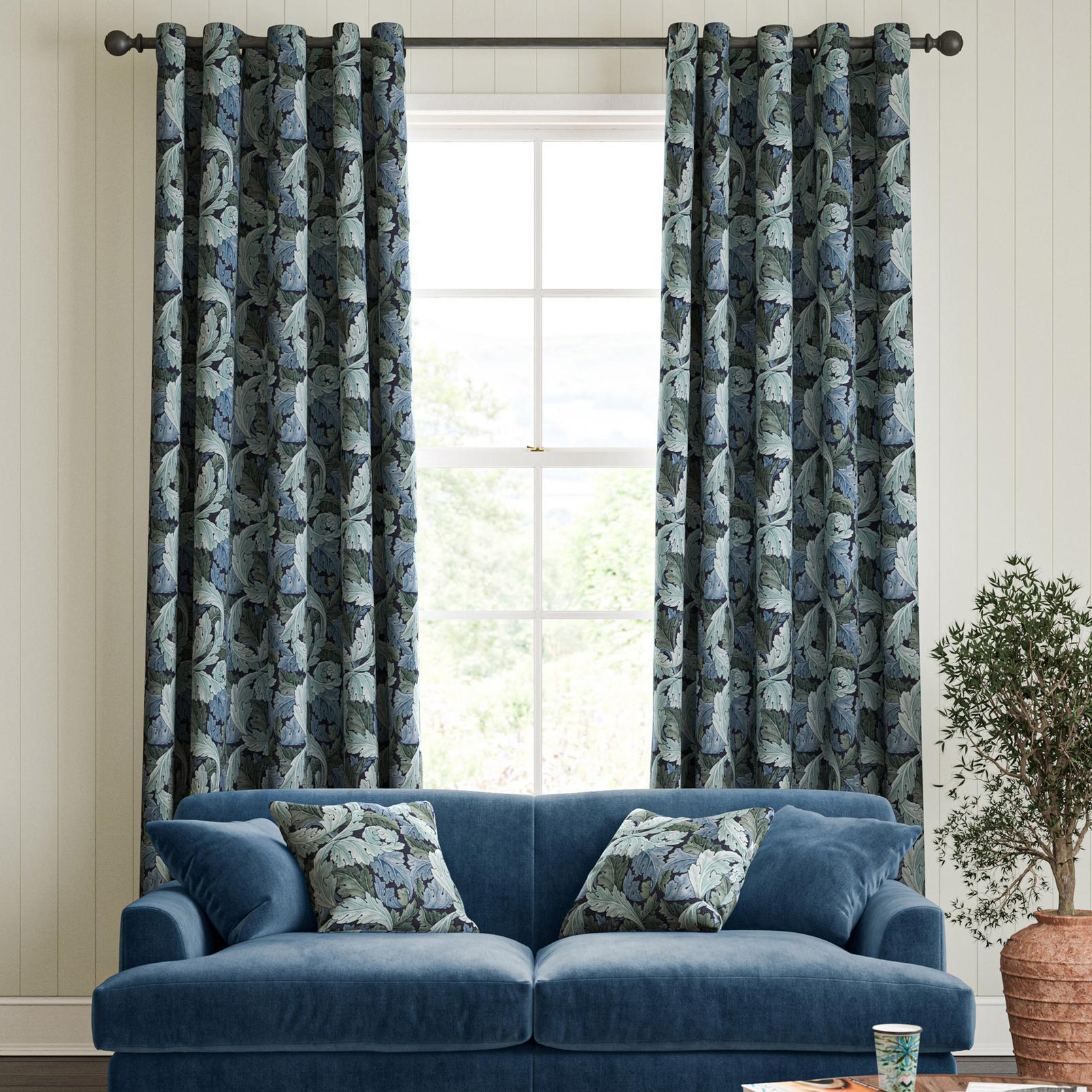Acanthus Indigo Curtains