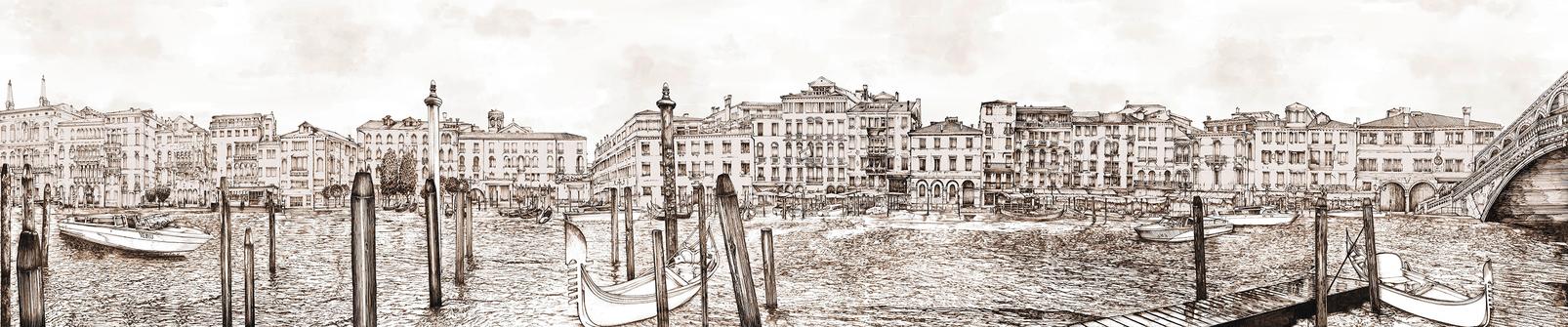 Old Venezia Sepia Panoramic Bespoke Mural