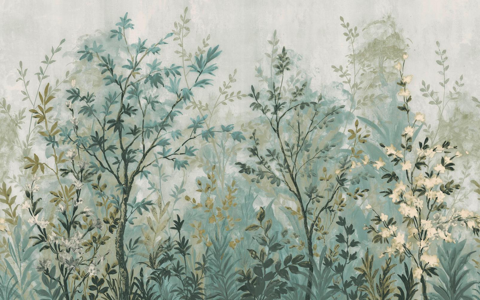 Forest in Bloom Duck Egg Bespoke Mural