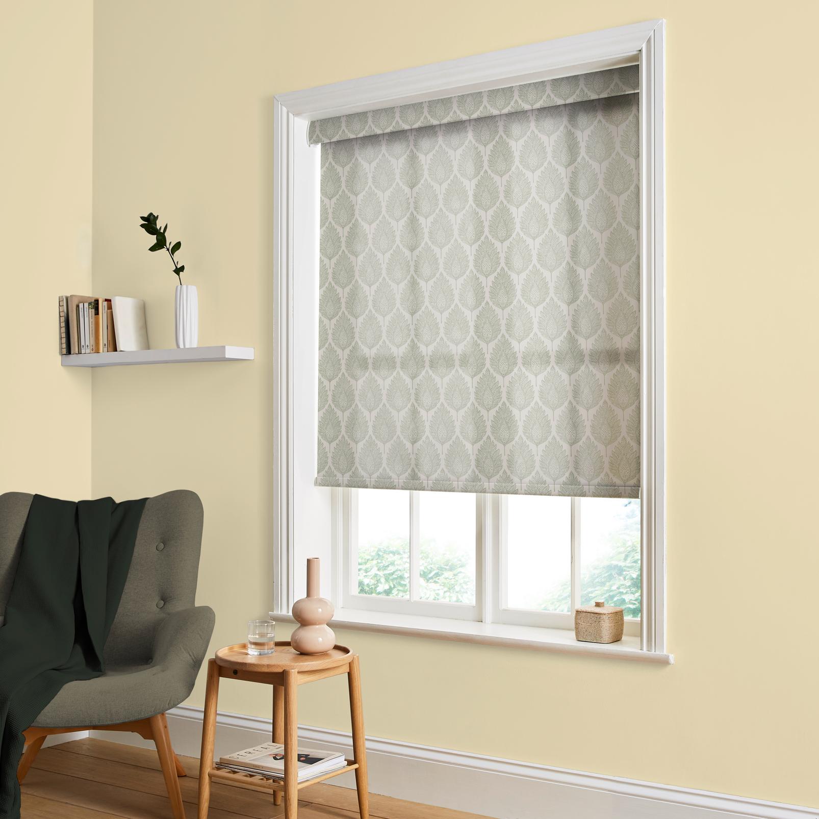 Flame Leaf Green Roller Blind