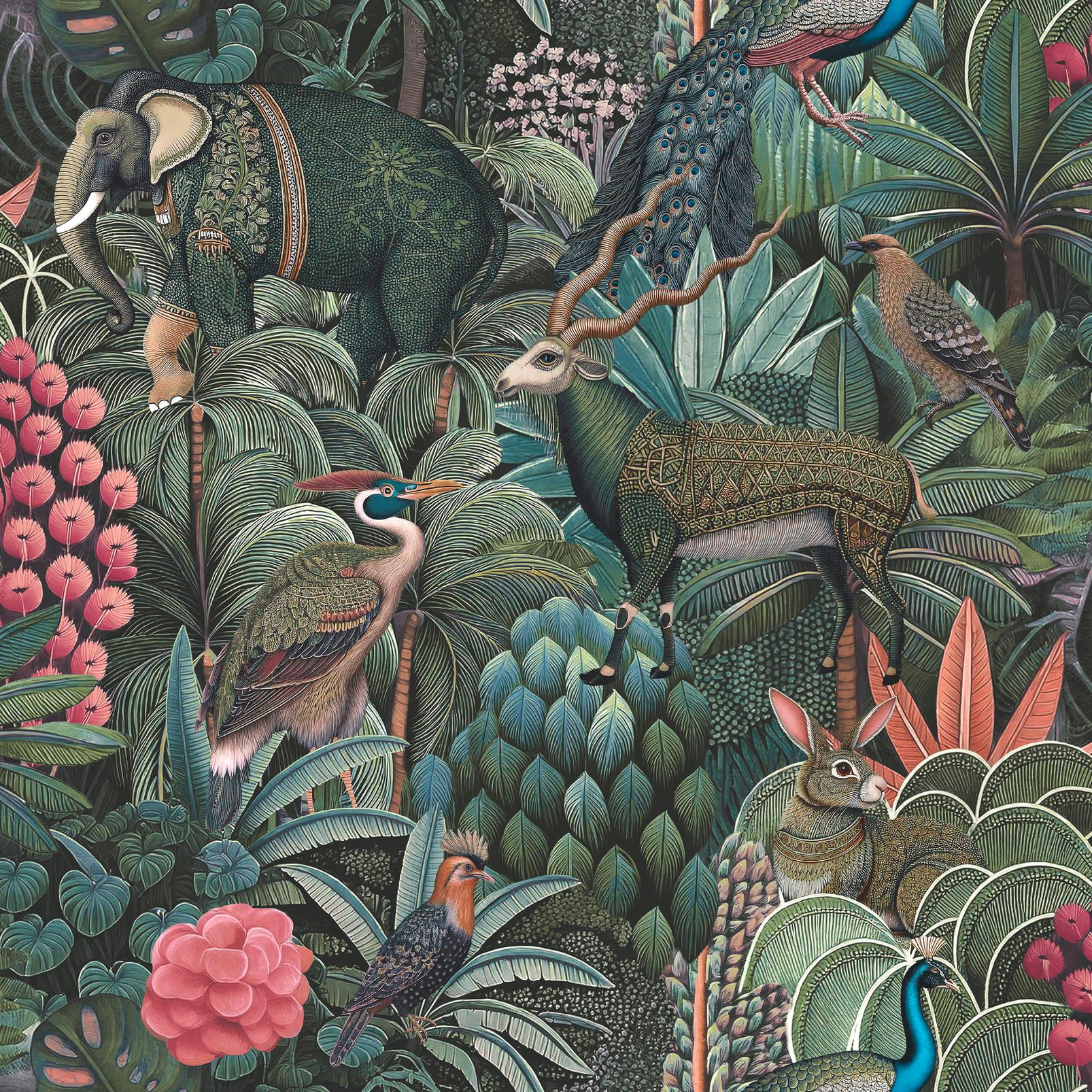 Jungle Jamboree Green Wallpaper