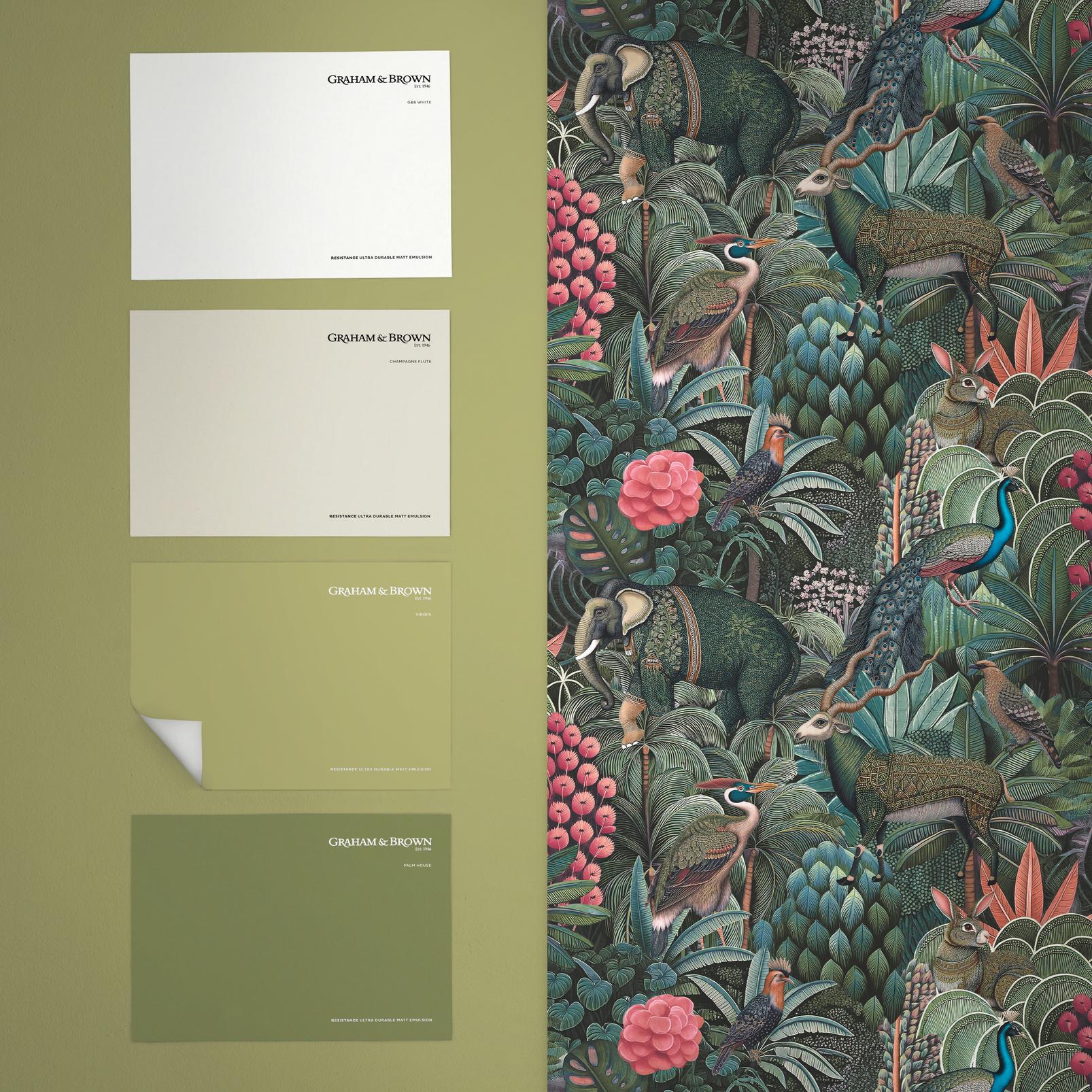 Jungle Jamboree Green Wallpaper