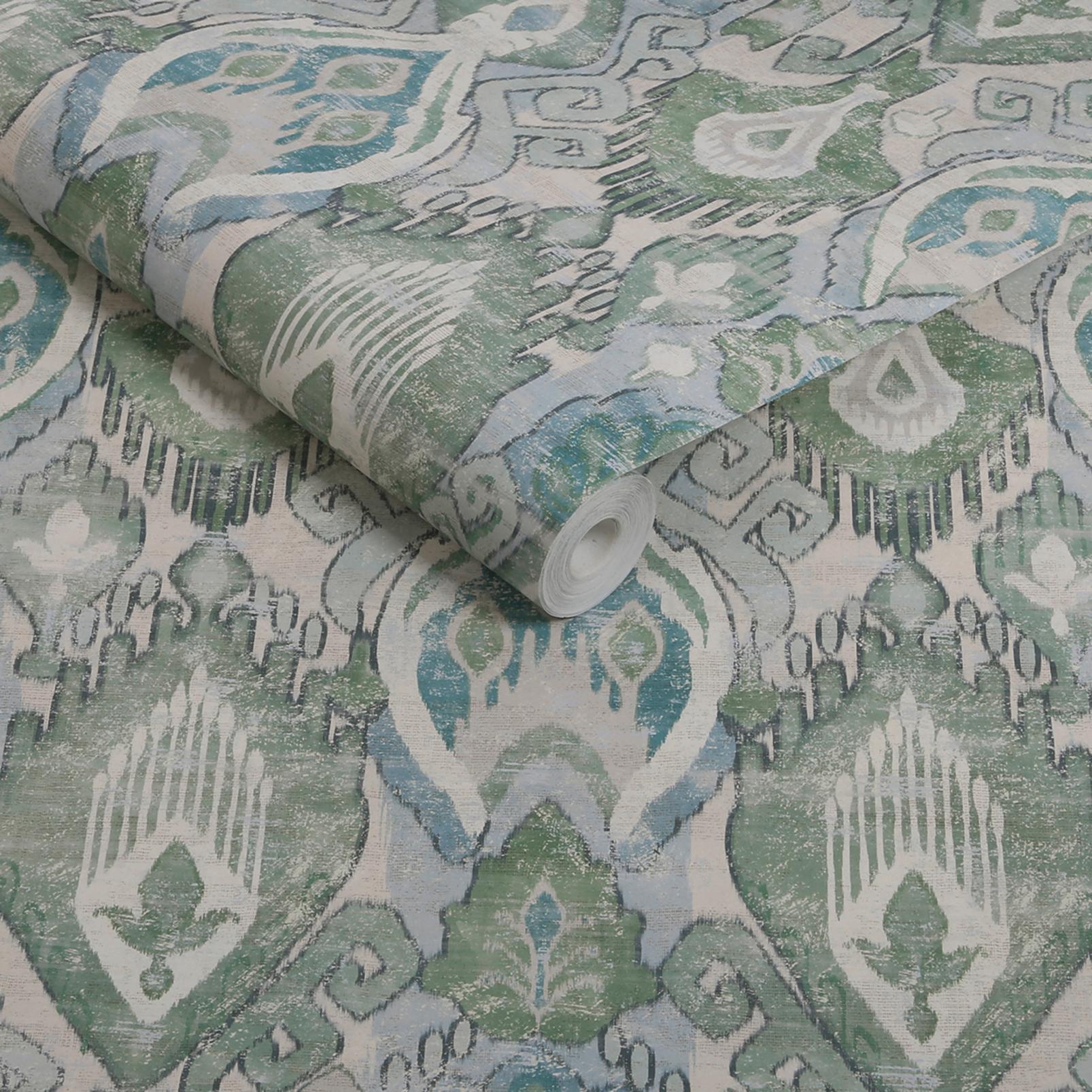 Daraee Tapestry Blue & Green Wallpaper