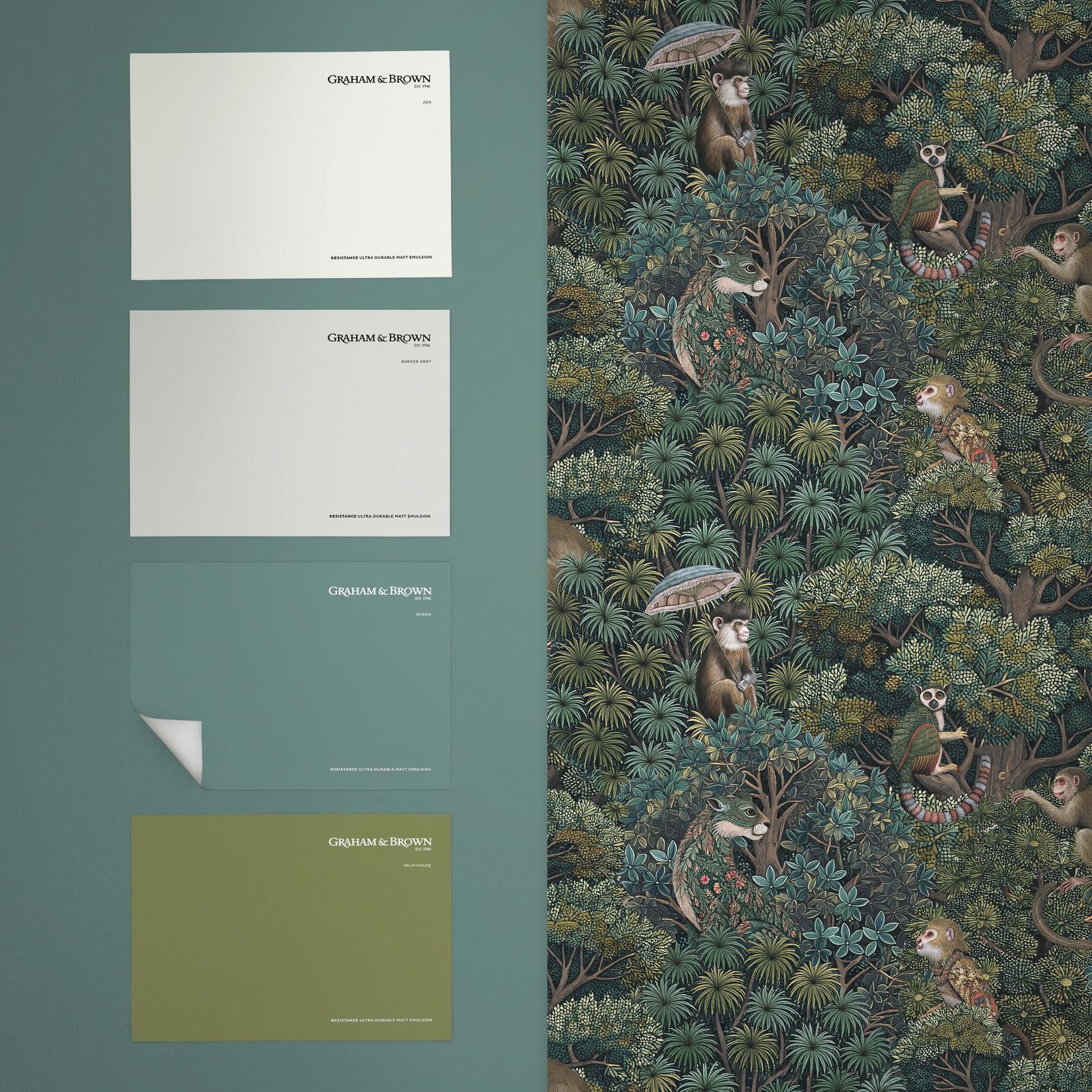 Treetop Troop Emerald Wallpaper