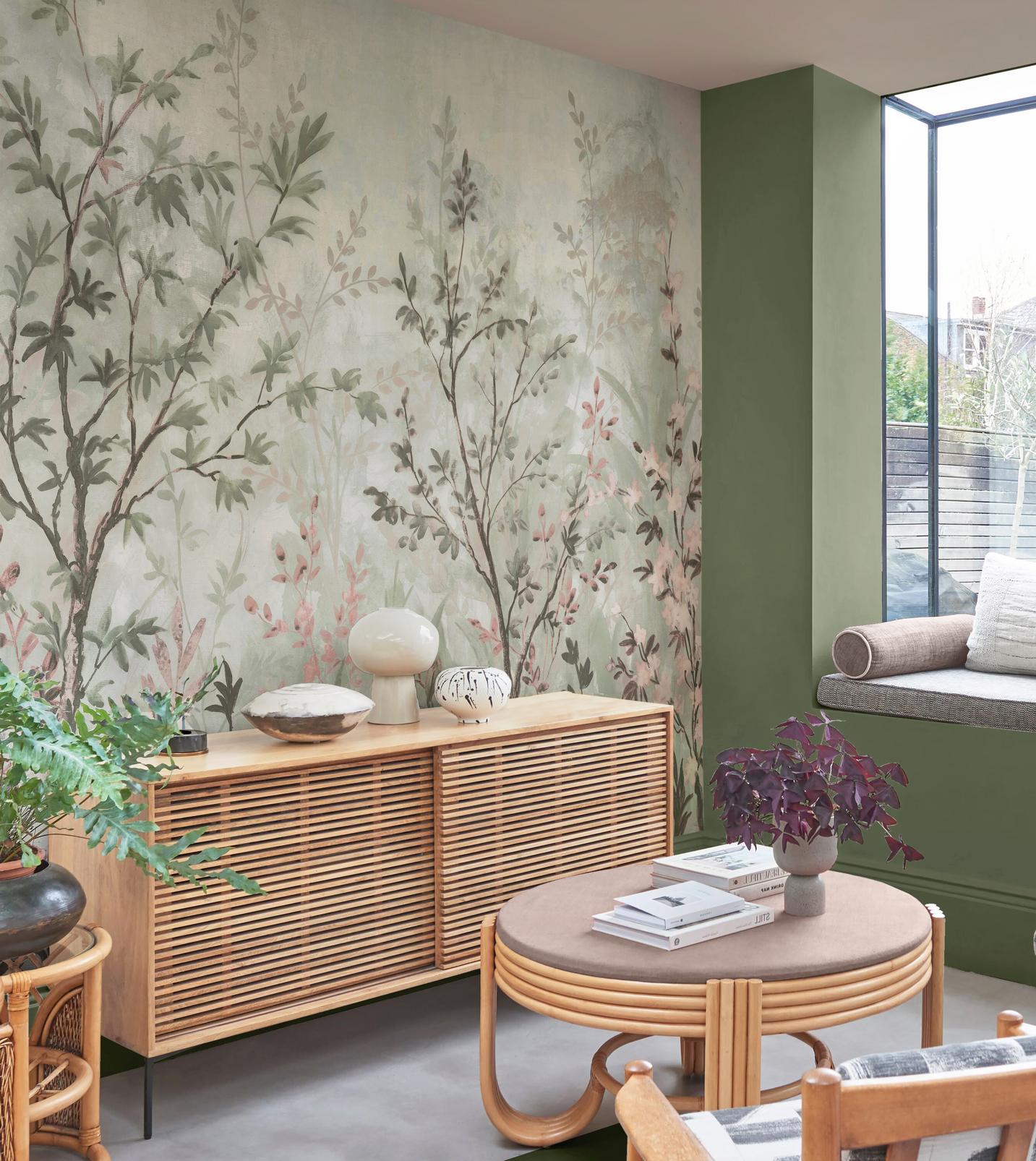 Forest in Bloom Soft Green Bespoke Mural