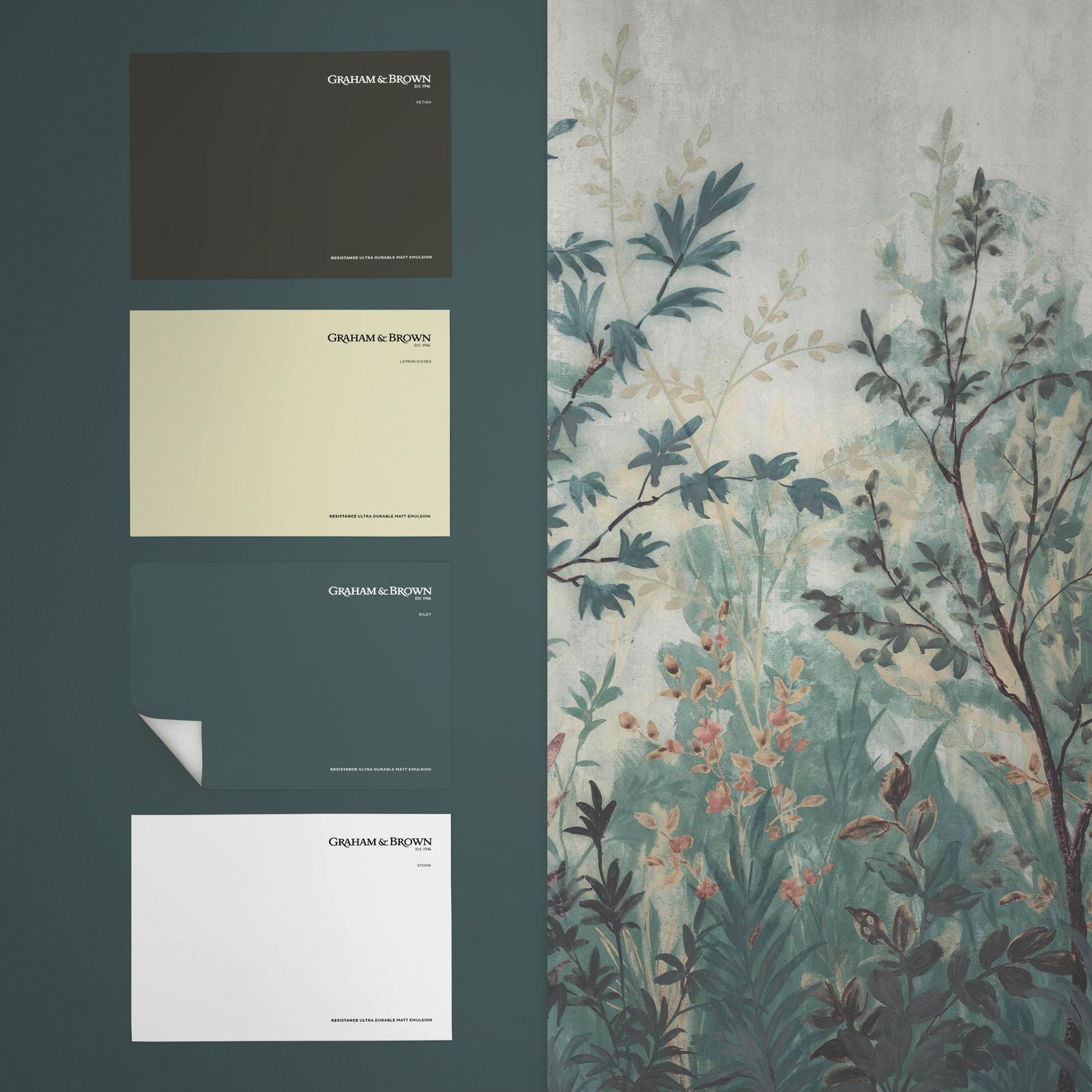 Forest in Bloom Teal & Pink Bespoke Mural Forest in Bloom Teal & Pink Bespoke Mural