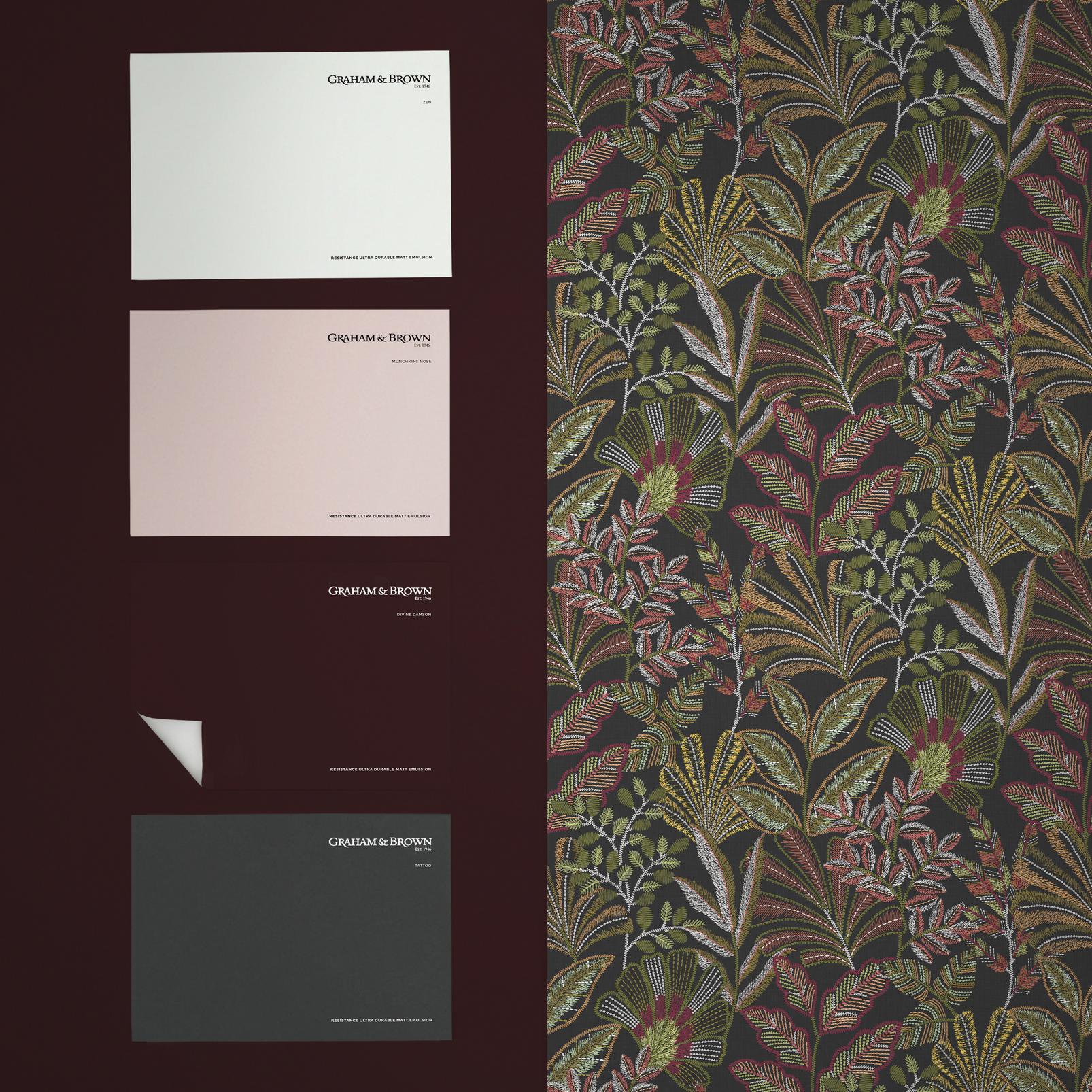 Vendura Weave Black & Damson Wallpaper Vendura Weave Black & Damson Wallpaper