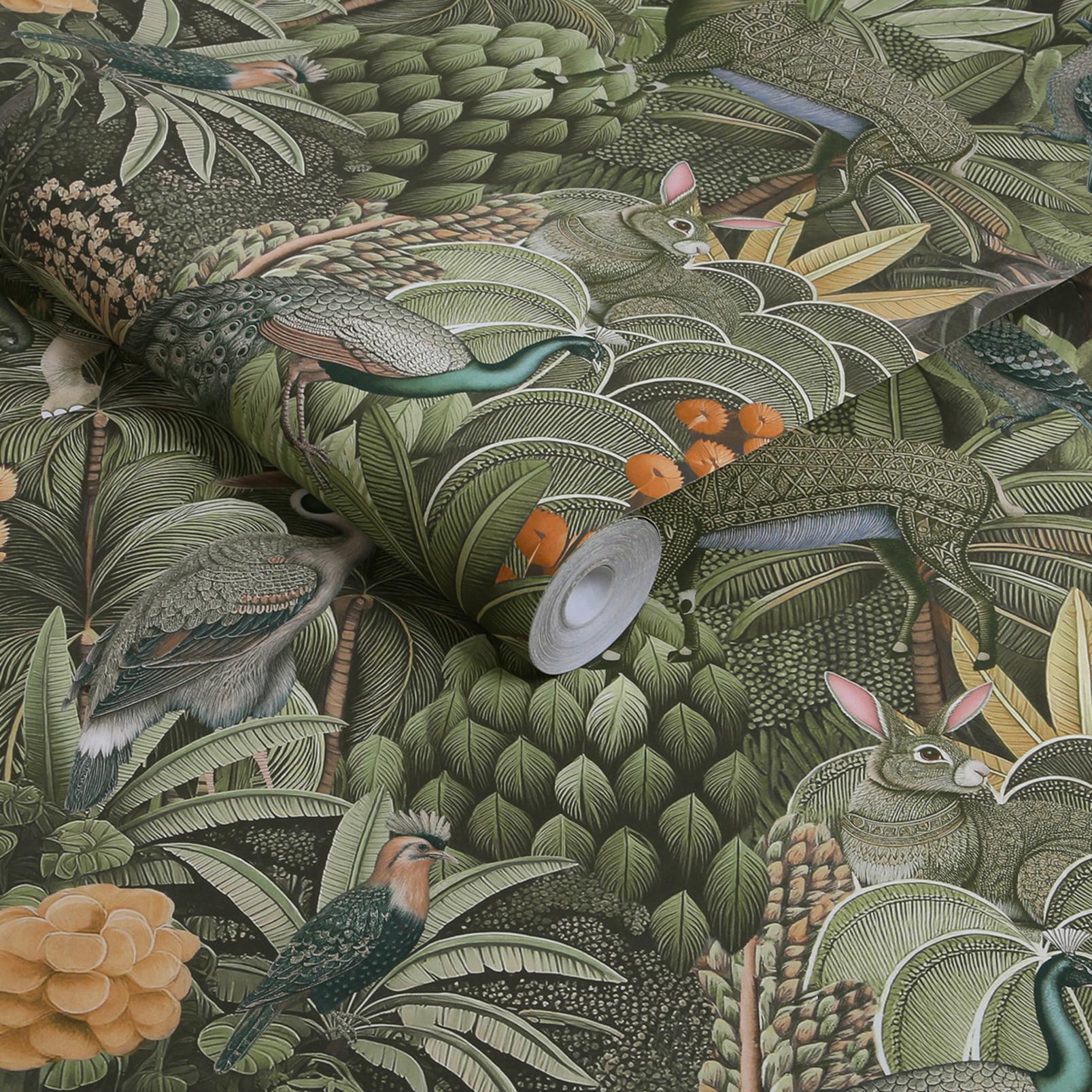 Jungle Jamboree Sage Wallpaper