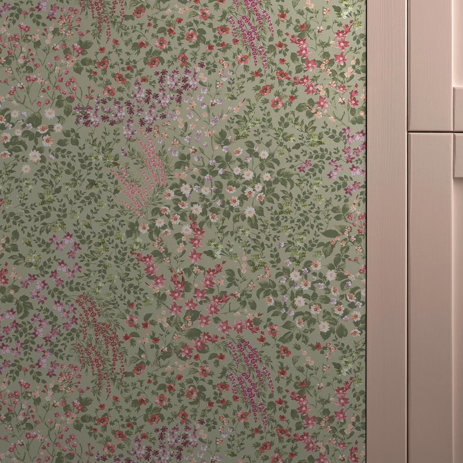 Painterly Flora Sage Wallpaper