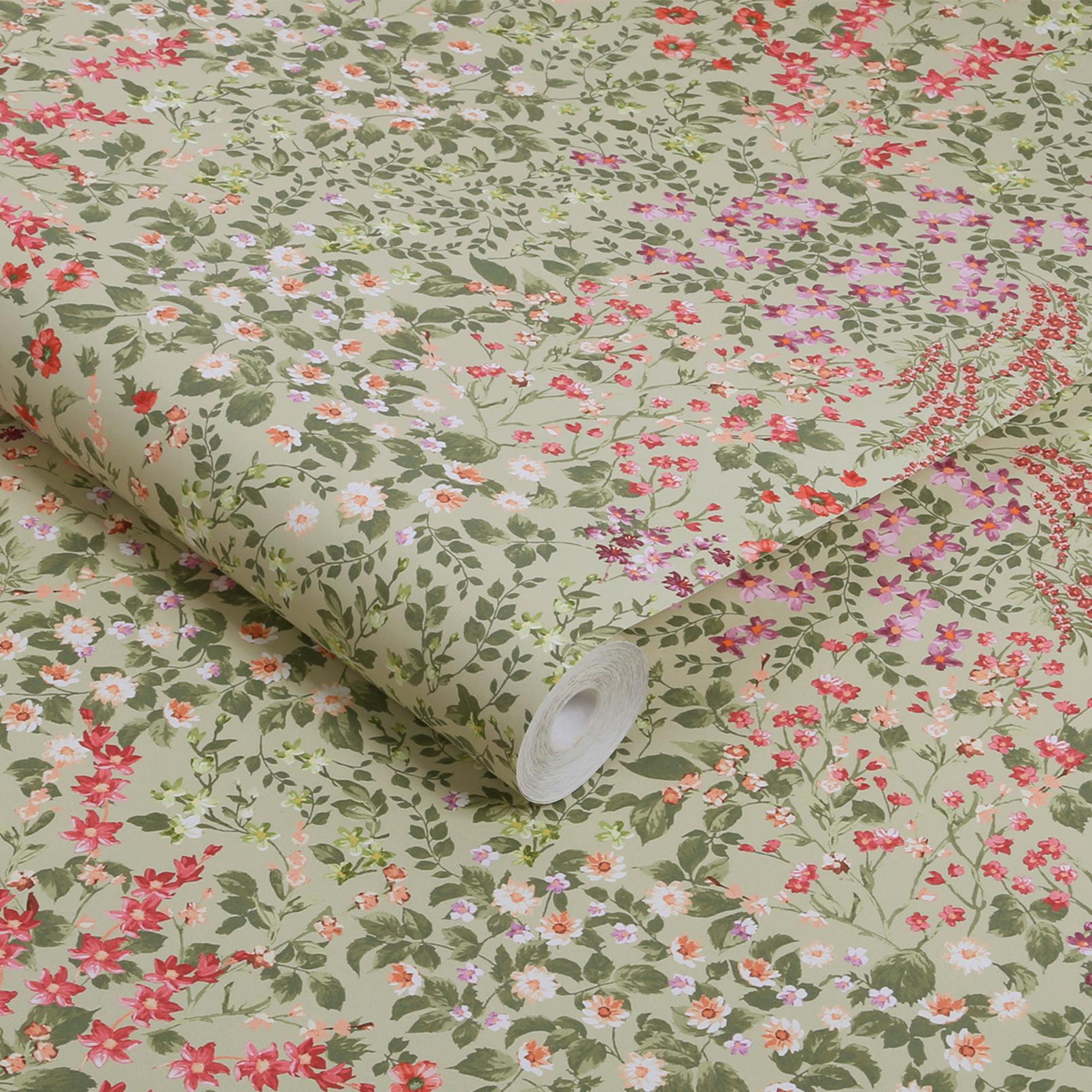 Painterly Flora Sage Wallpaper