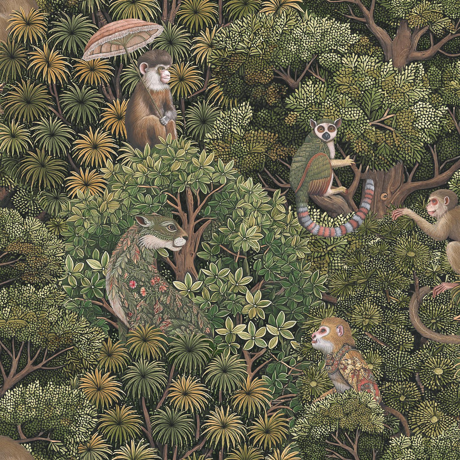 Treetop Troop Green Wallpaper