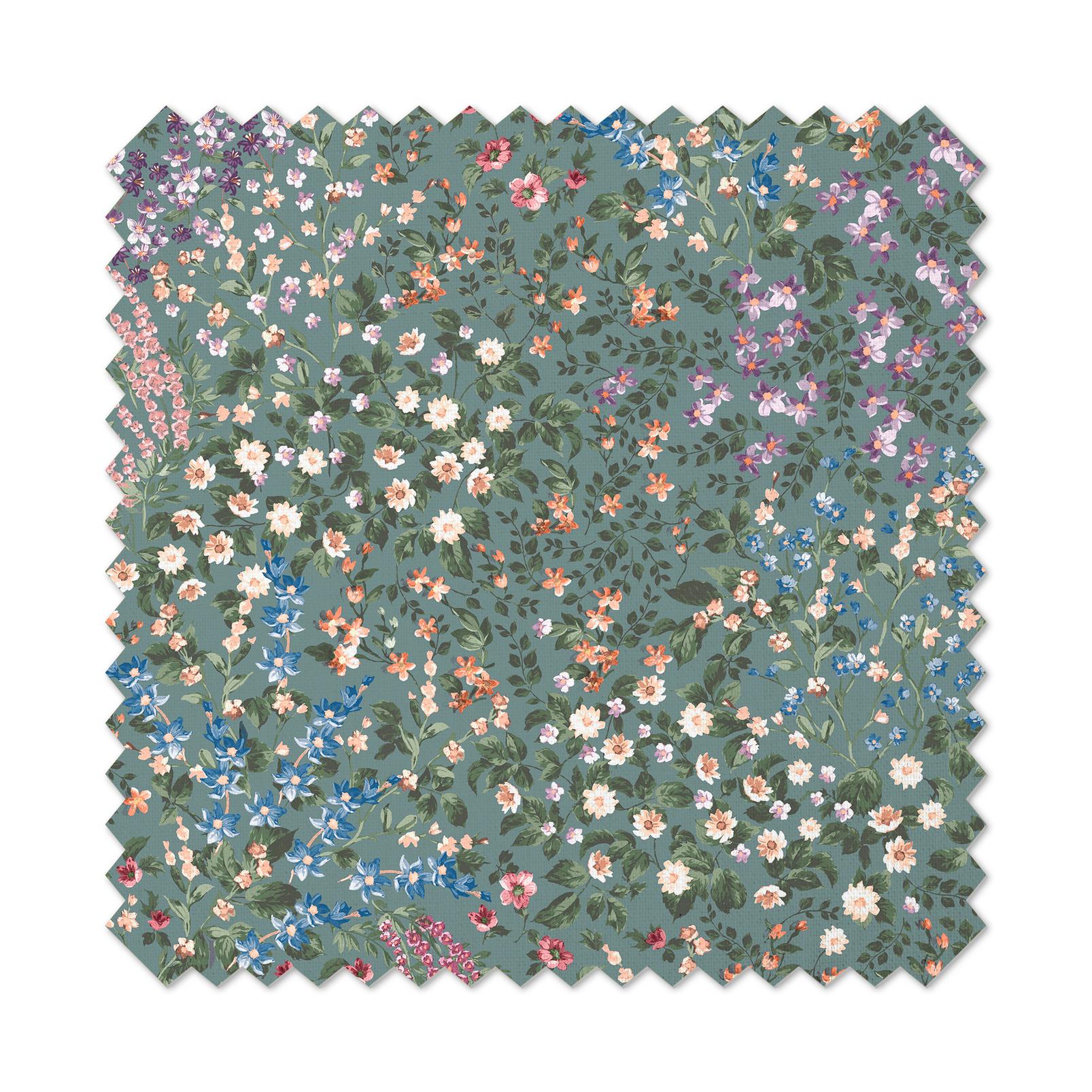 Painterly Flora Green Curtain