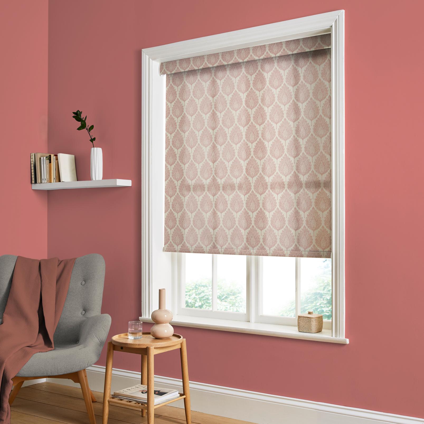 Flame Leaf Pink Roller Blind