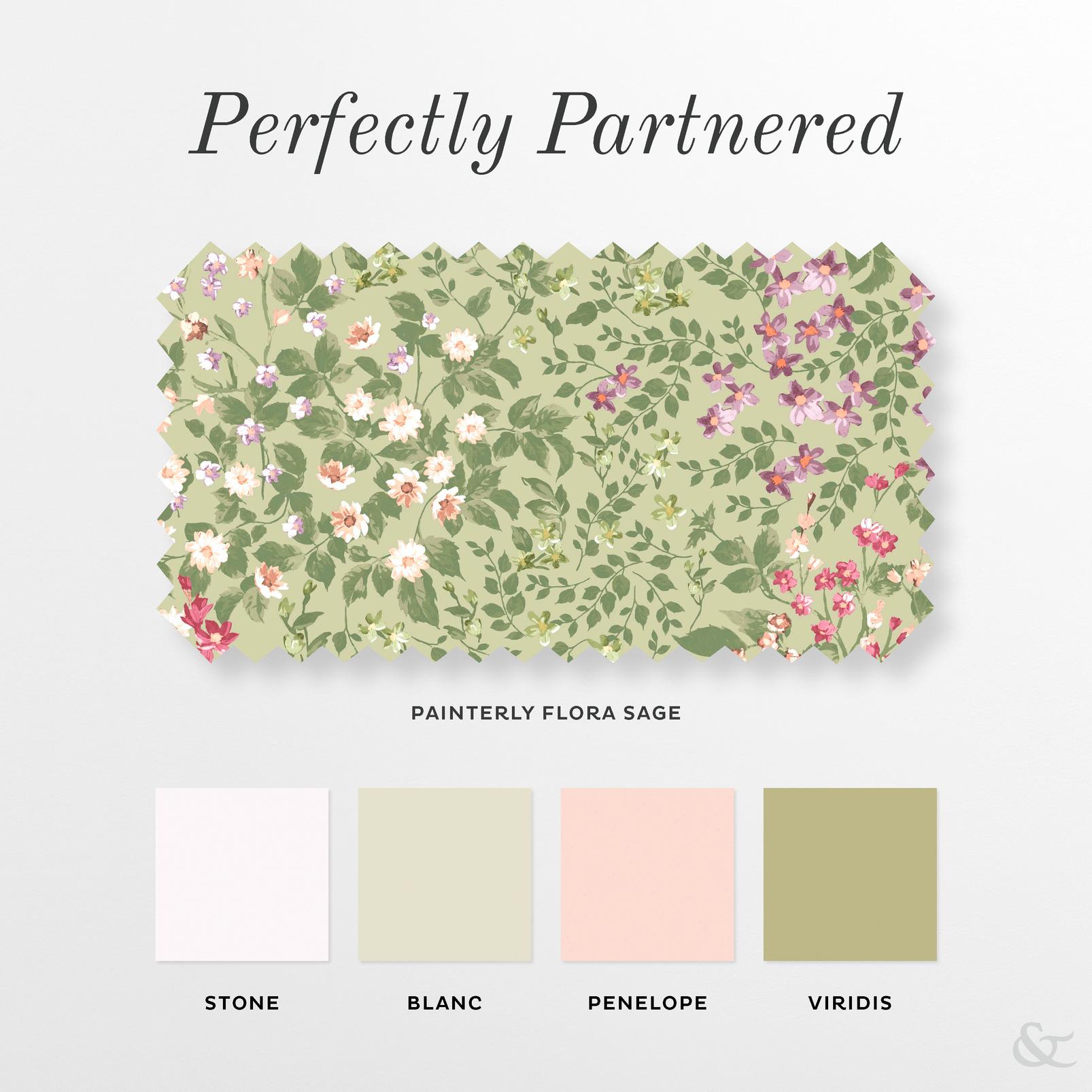 Painterly Flora Sage Roman Blind