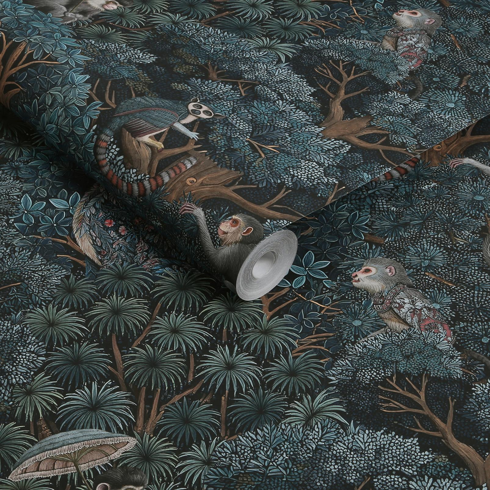 Treetop Troop Navy & Teal Wallpaper