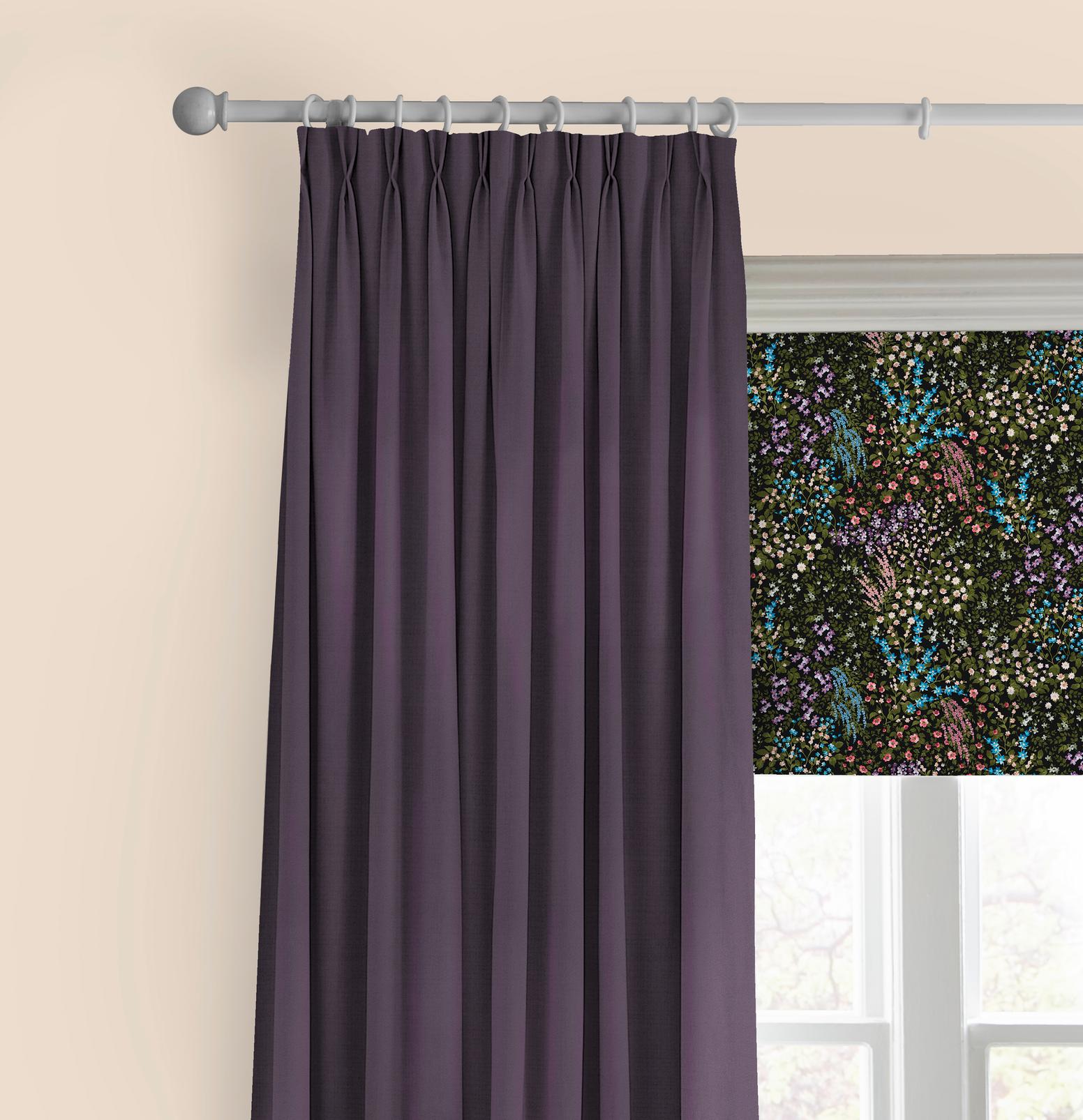 Painterly Flora Black  Roman Blind